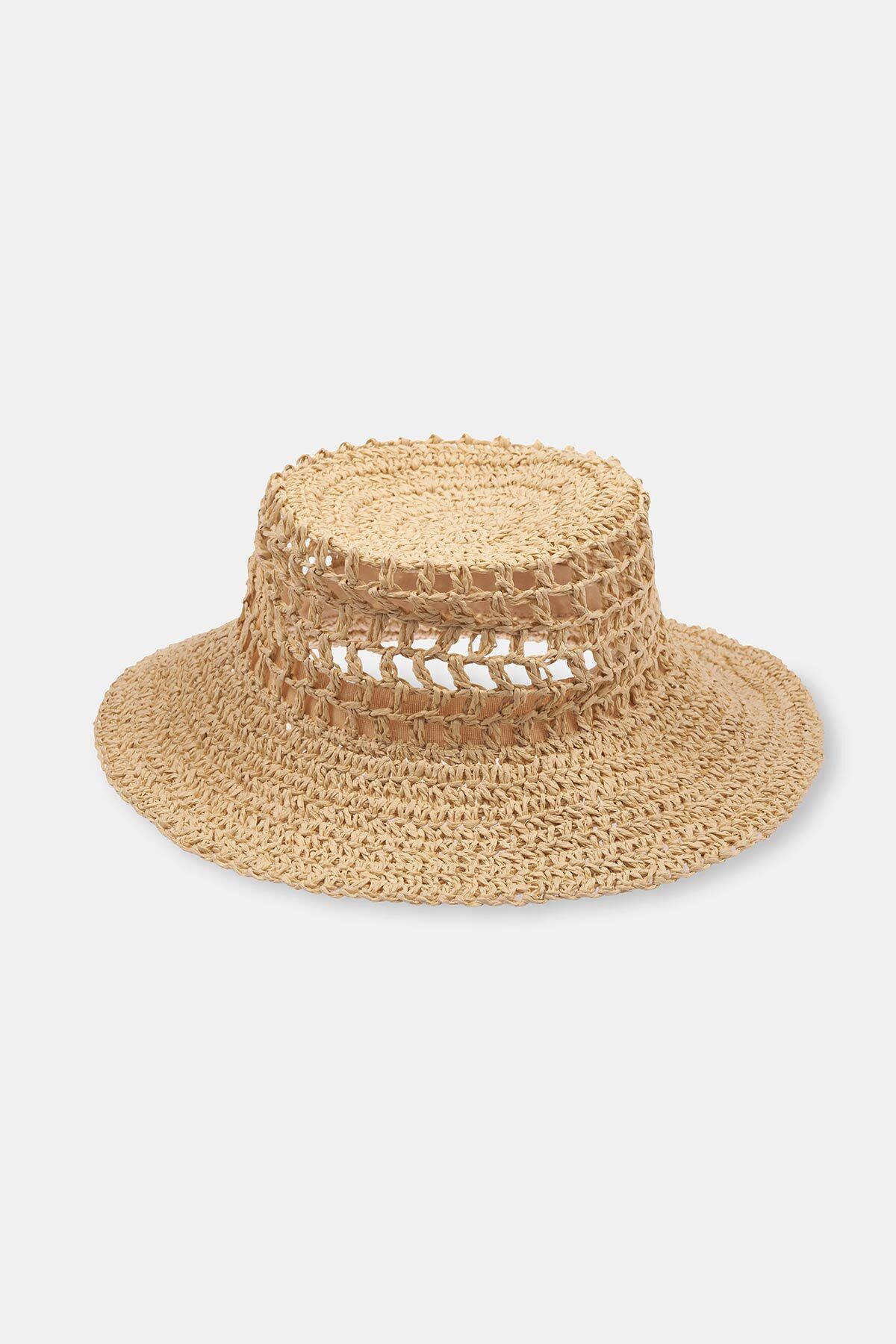Dagi-Perforierter Strohhut in Beige 2
