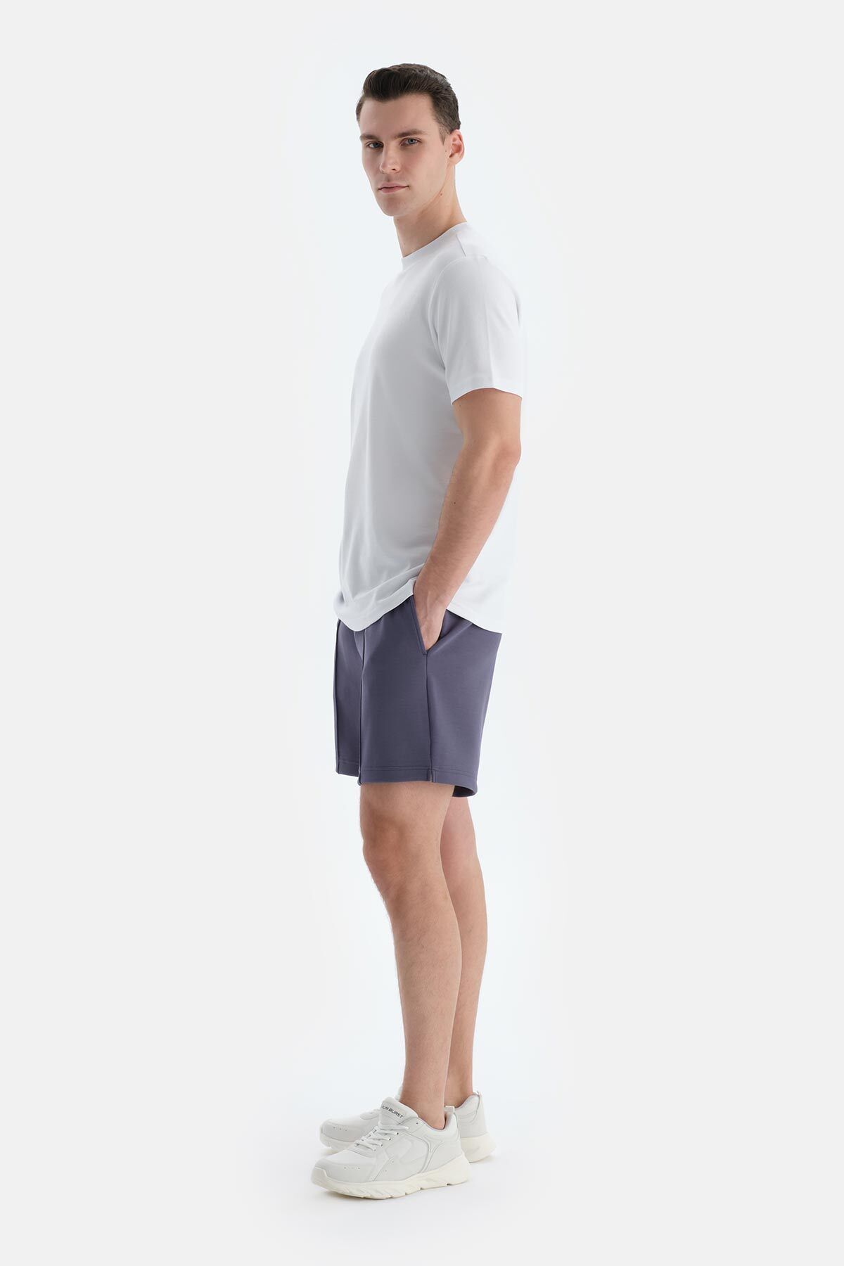 Dagi-Indigo Rib Detailed Shorts with Pockets and Drawstring 3