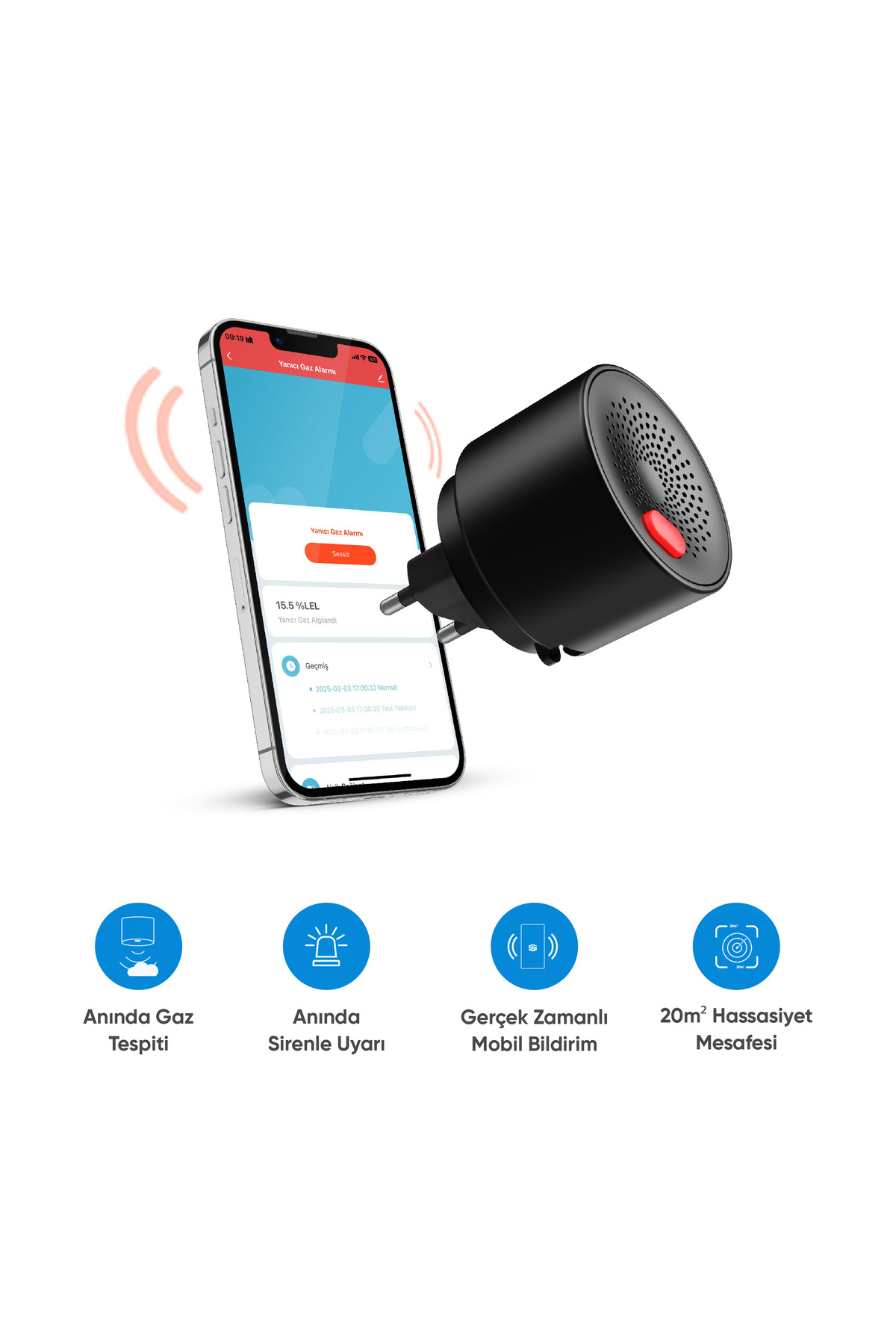Şımart Teknoloji Akıllı Yanıcı Gaz Alarmı Mobil Bildirim Ve Sesli Uyarı