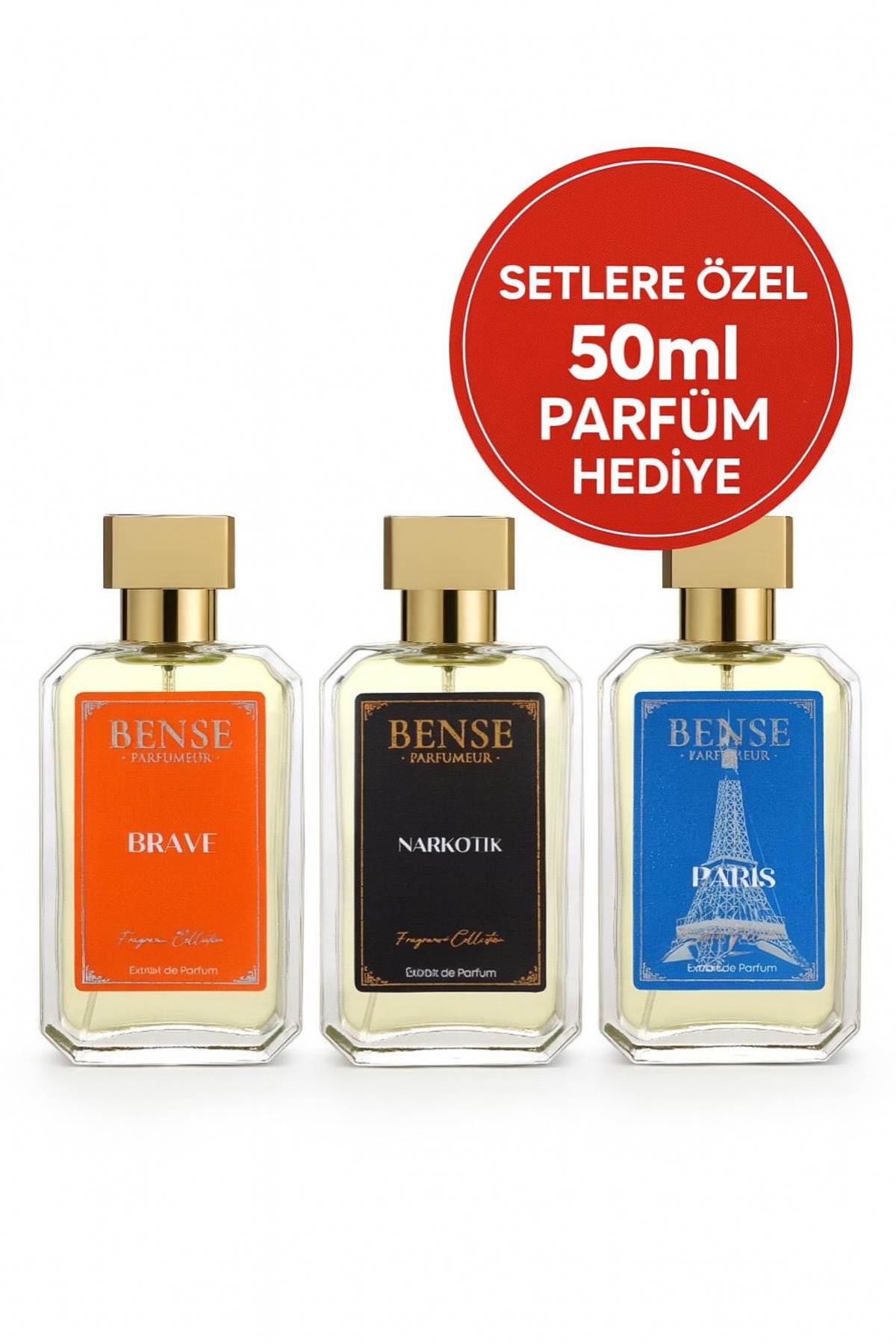 Bense Narkotik, Paris & Brave 3’lü Erkek Set (Extrait de Parfum)