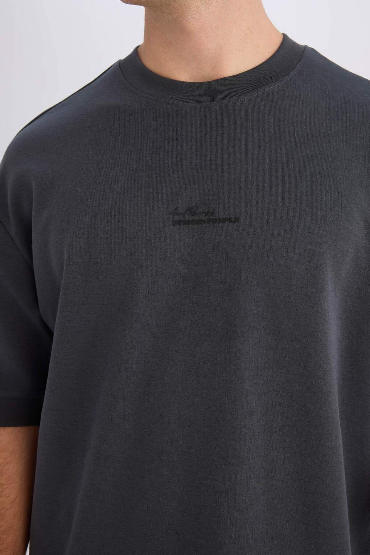 DeFacto-Tricou cu mânecă scurtă, cu mânecă scurtă, imprimat cu decolteu triplu, D5496AX25SP 4