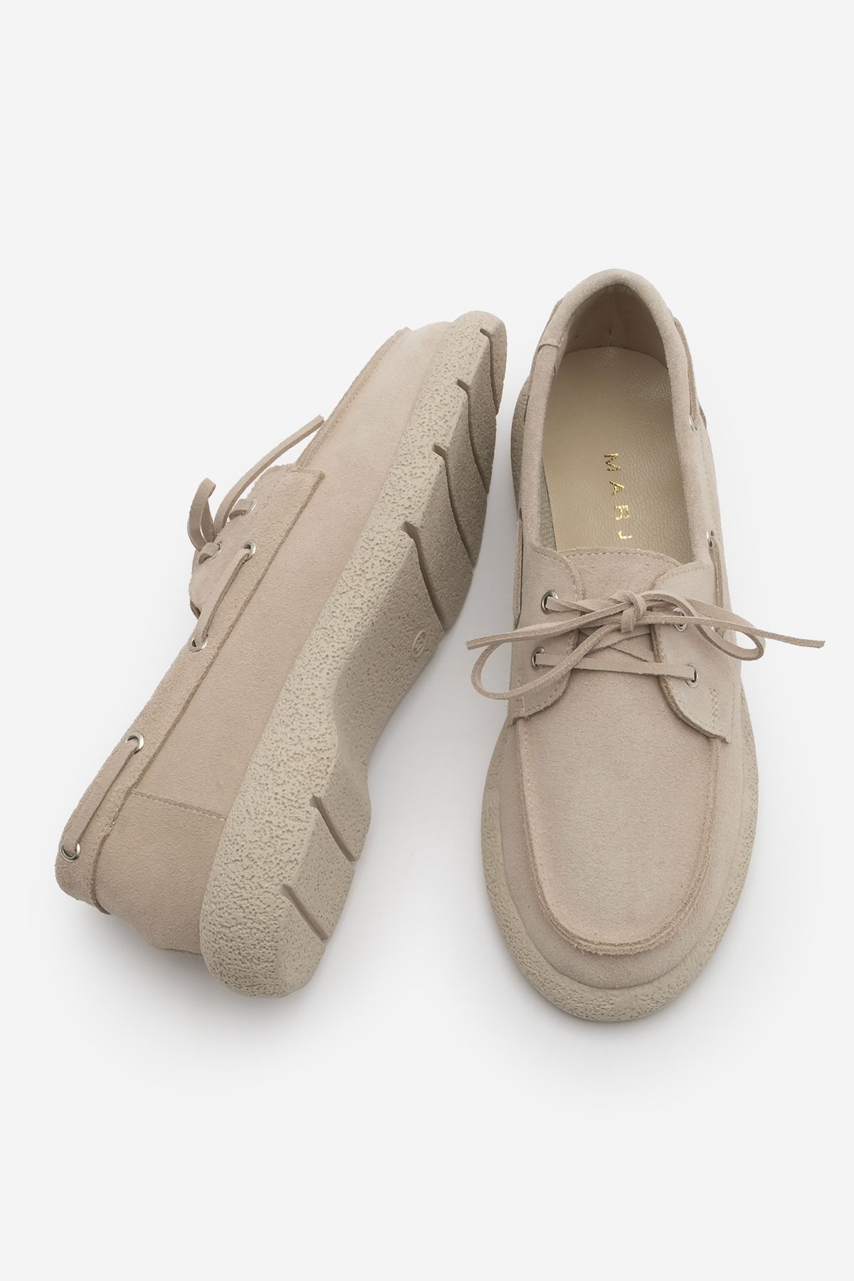 Marjin-Дамски мокасини с вратовръзка - Естествена кожа, модел Günyetin Enita Beige Suede 8