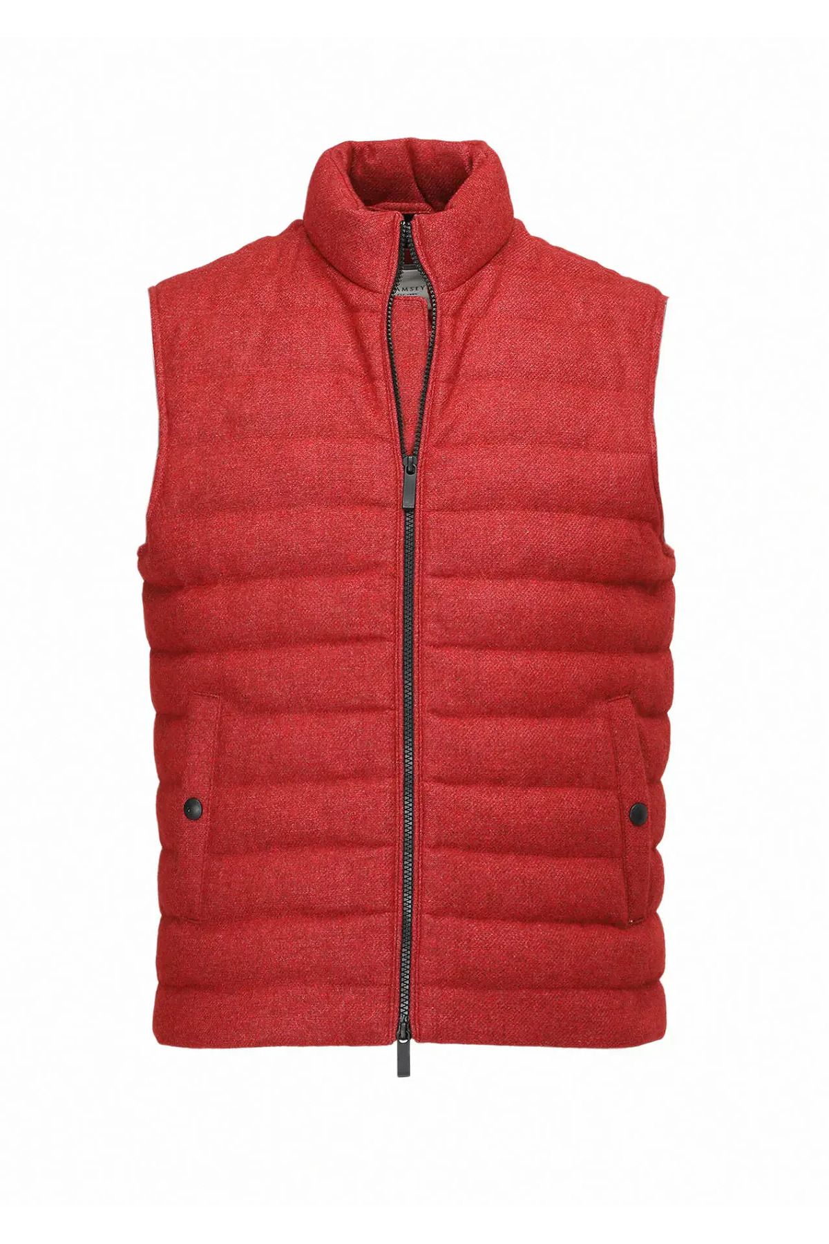 Ramsey-Red Woven Sports Vest - Wool Blended 8