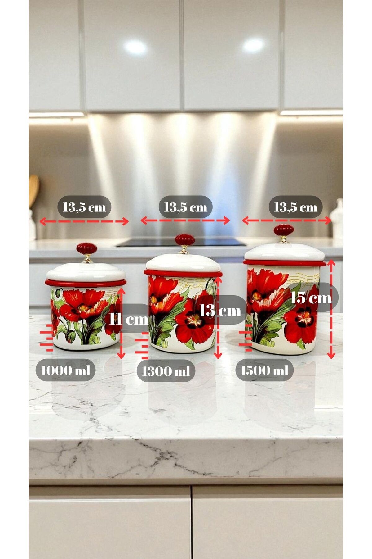 İnci Emaye-Enamel Jar with Lid-1 /-1.3 / -1.5 Liter-Spice Jar, Dowry, Yogurt Fermentation, Multi-Purpose Jar 2