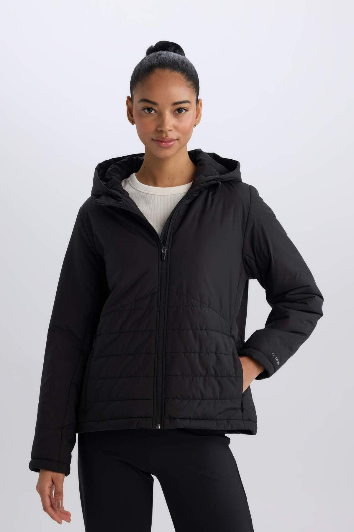 DeFacto-Defactofit Water Repellent Regular Fit Hooded Zipper Coat D6085Ax25Sp 3