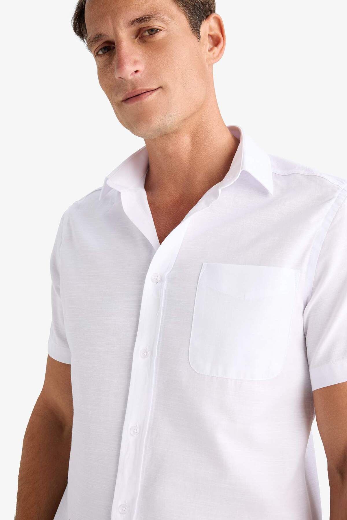 DeFacto-Modern Fit Polo Neck Basic Solid Short Sleeve Shirt E5077Ax25Sm 5