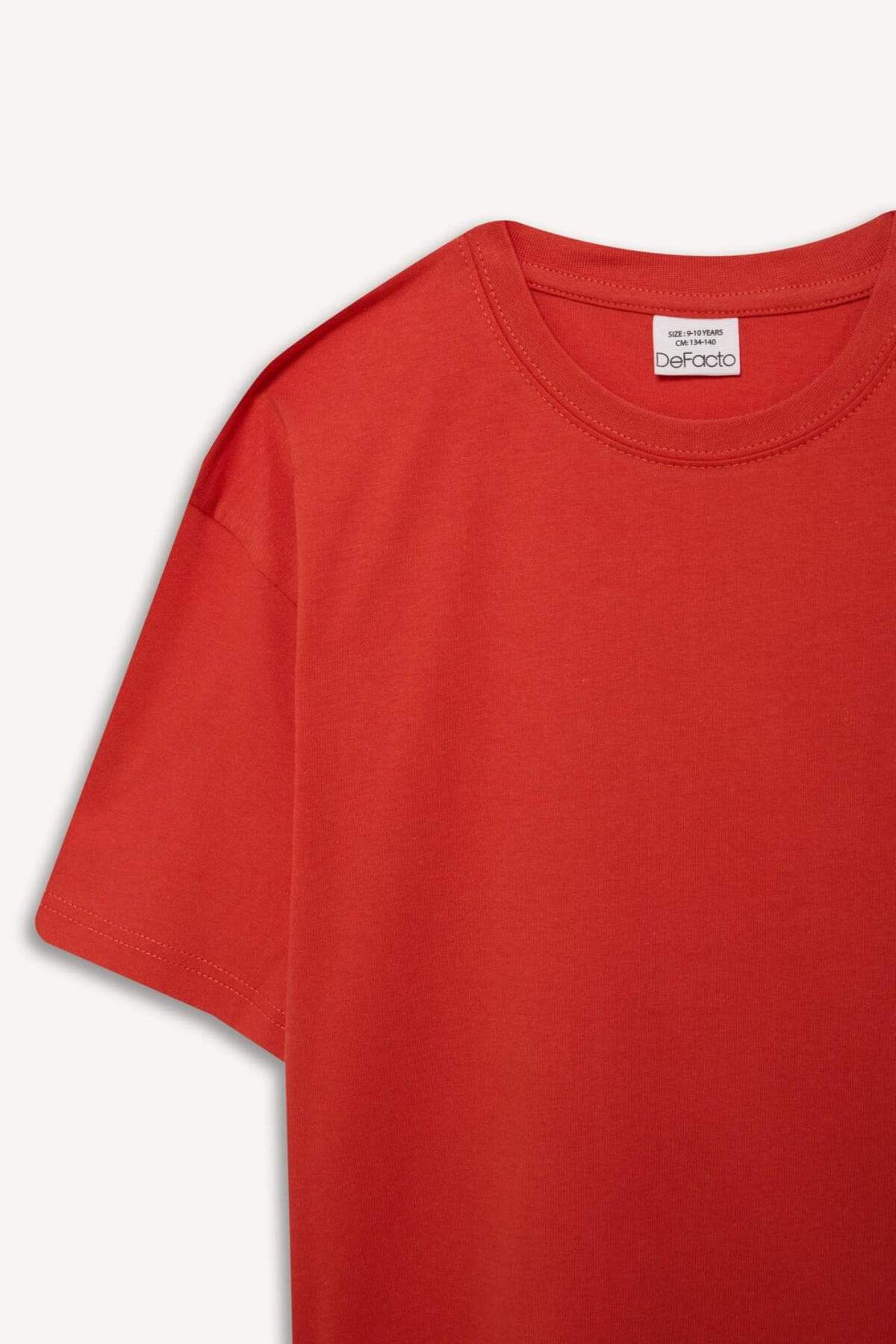 DeFacto-Tricou oversize pentru băiat, cu mânecă scurtă, cu decolteu rotund, simplu, B5927A825SM 8