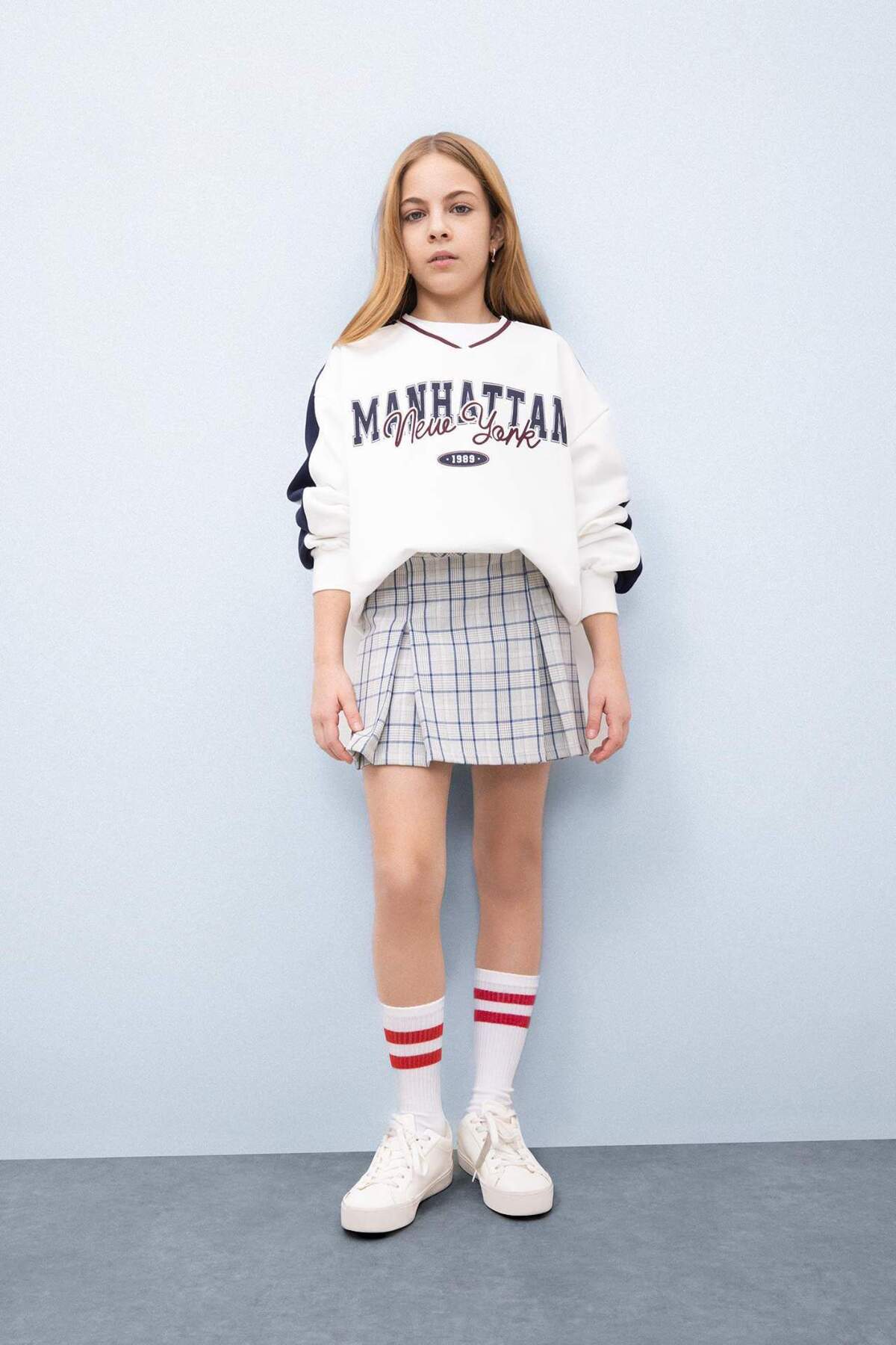 DeFacto-Girl's Checkered Pleated Skirt E0061A825Sp 1