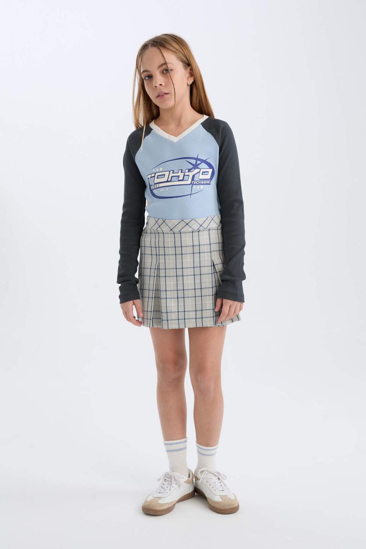 DeFacto-Girl's Checkered Pleated Skirt E0061A825Sp 5