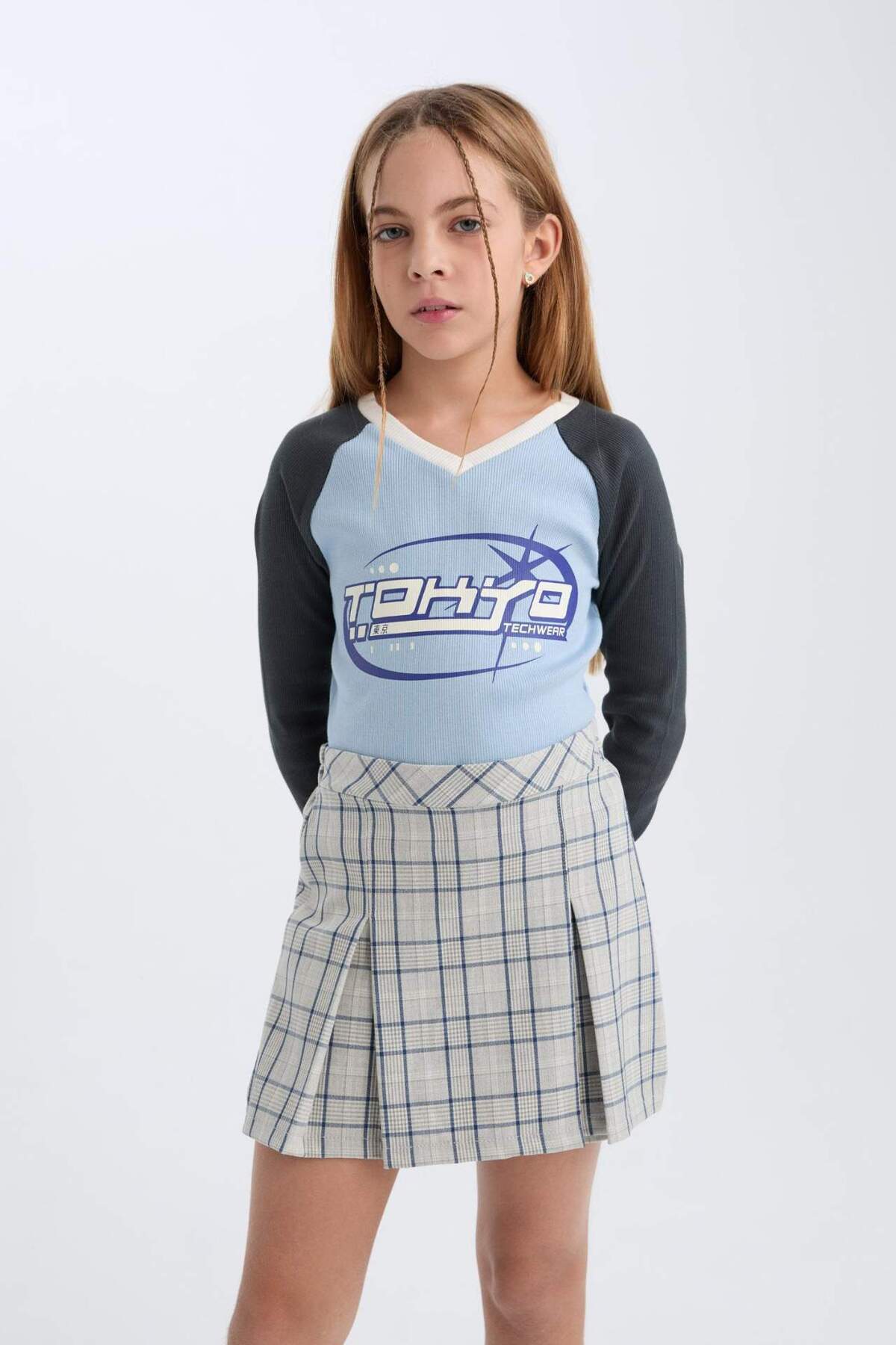 DeFacto-Girl's Checkered Pleated Skirt E0061A825Sp 7