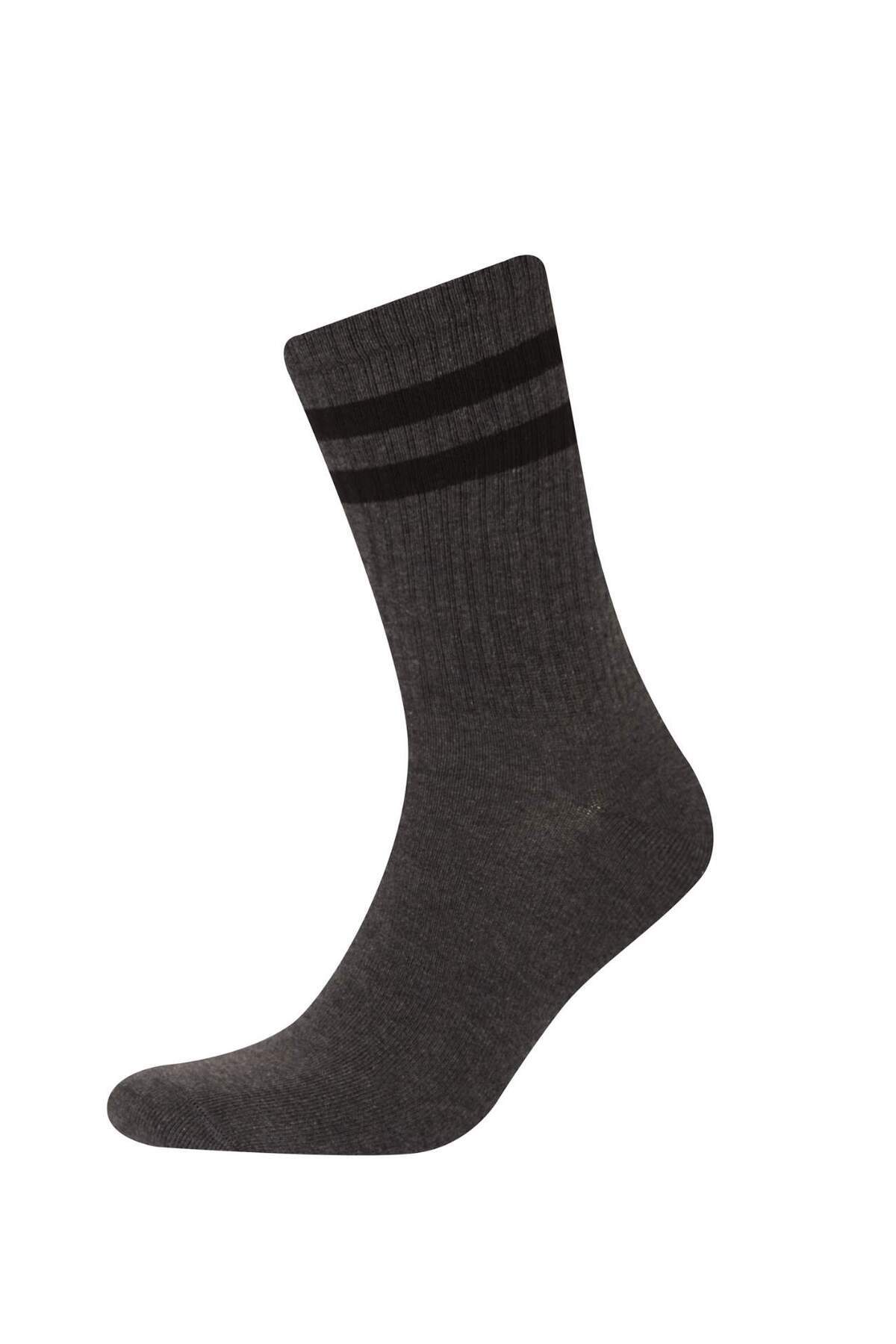 DeFacto-Bequeme elastische 5-teilige lange Baumwollsocken für Herren D9655AXNS 3