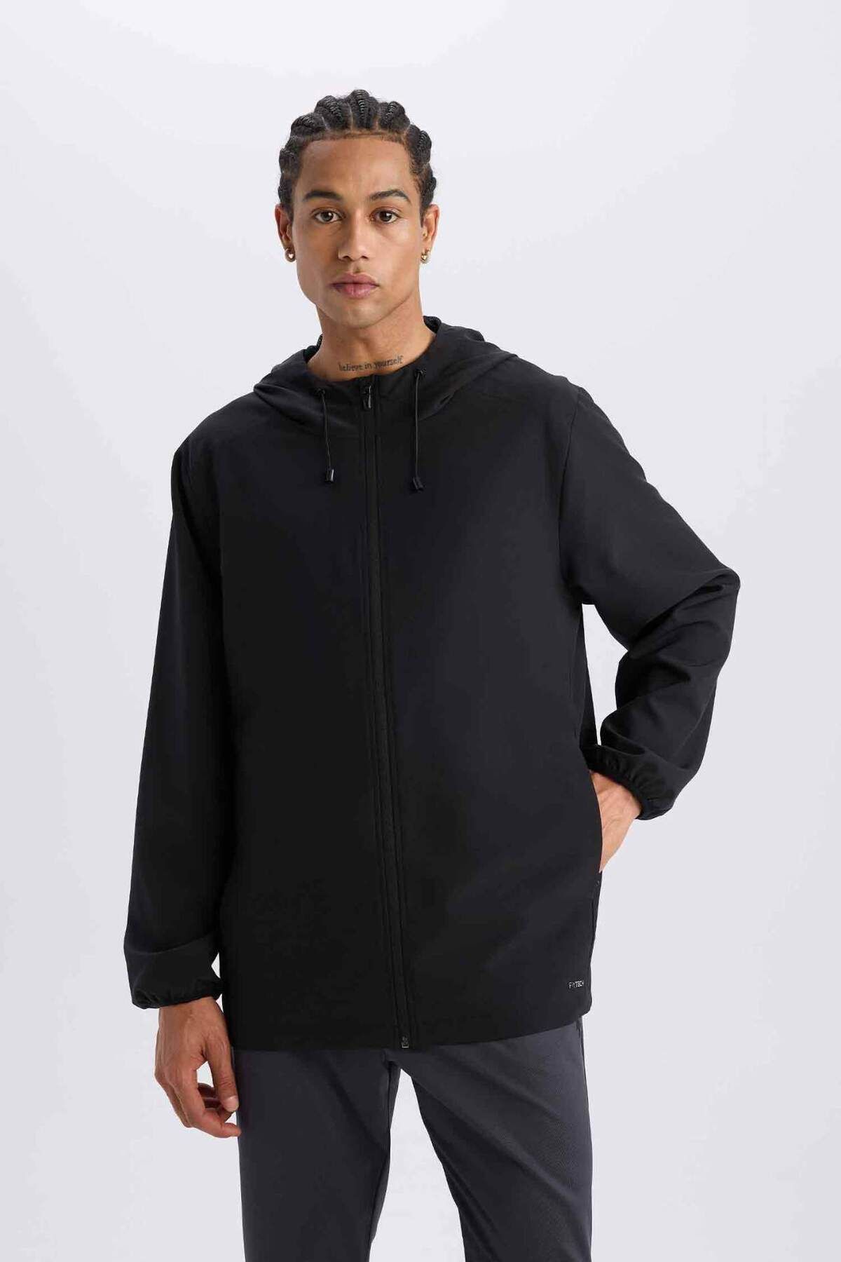 DeFacto-Defactofit - Hooded and Zippered Regular Fit Coat D6179Ax25Sp 6