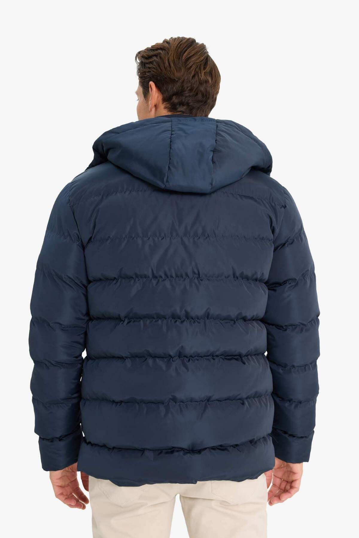 DeFacto-Regular Fit Hooded down Jacket with Zipper Snap Closure Pocket E7286Ax24Wn 7