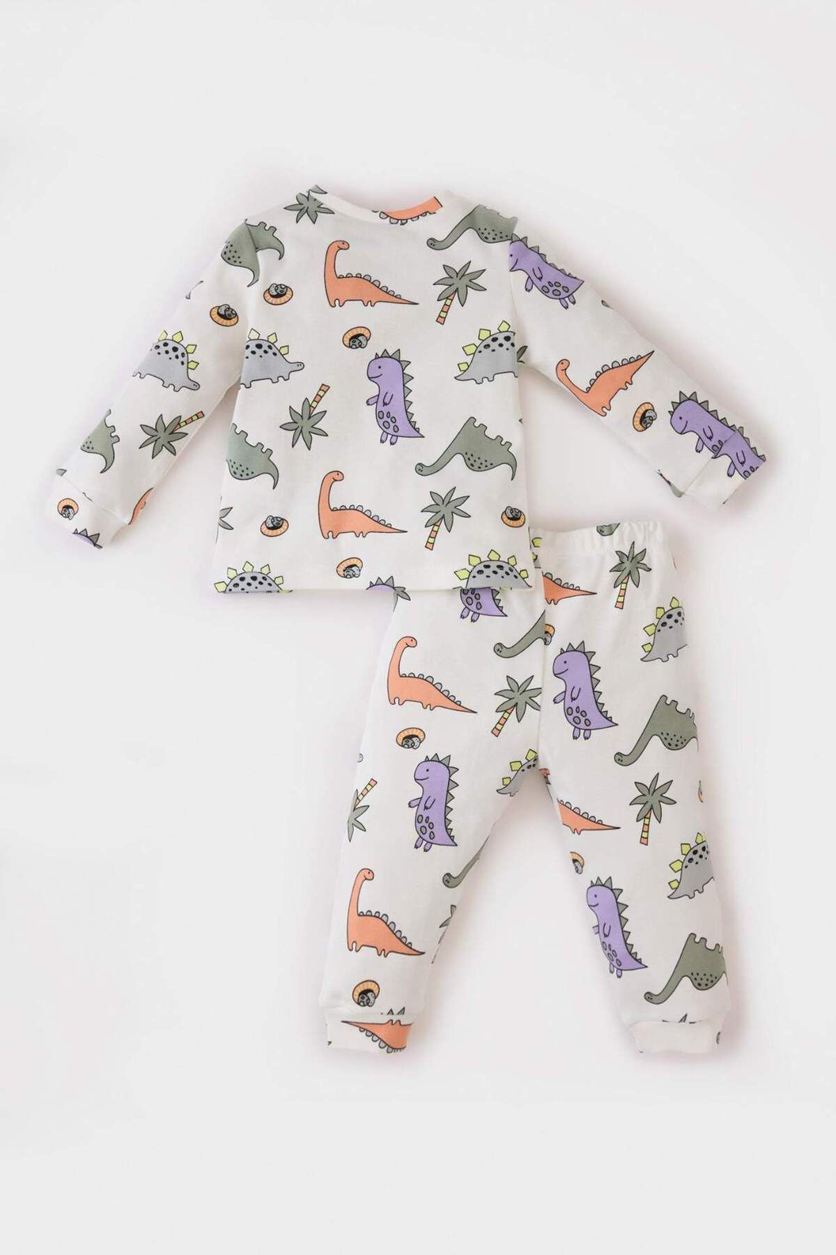 DeFacto-Baby-Pyjama-Set für Jungen – Dinosaurier-Aufdruck, lange Ärmel, elastische Taille, langer Boden D9070A525SP 6