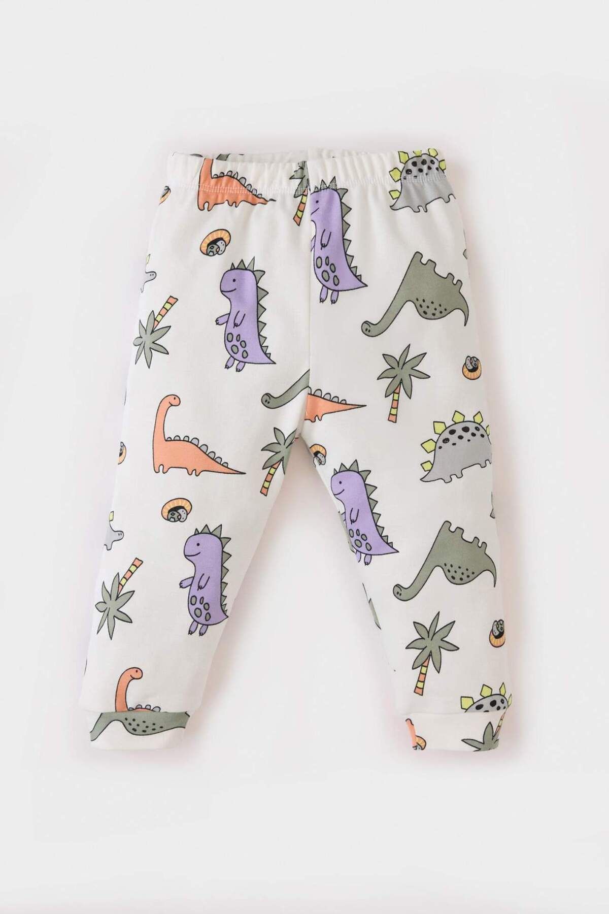 DeFacto-Baby-Pyjama-Set für Jungen – Dinosaurier-Aufdruck, lange Ärmel, elastische Taille, langer Boden D9070A525SP 4