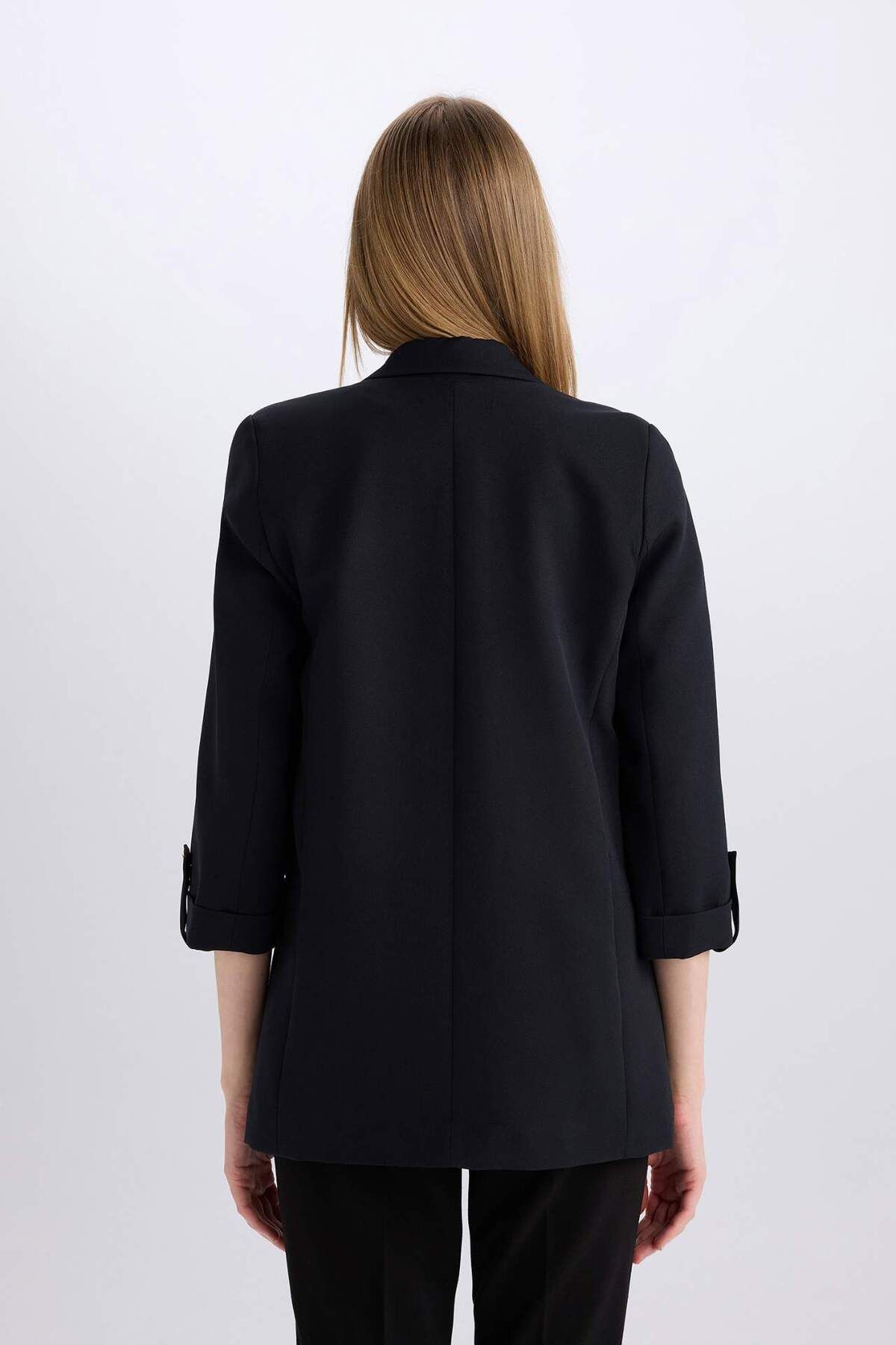 DeFacto-Regular Fit Jacket Collar Basic Plain Blazer Jacket C3215Ax24Au 8