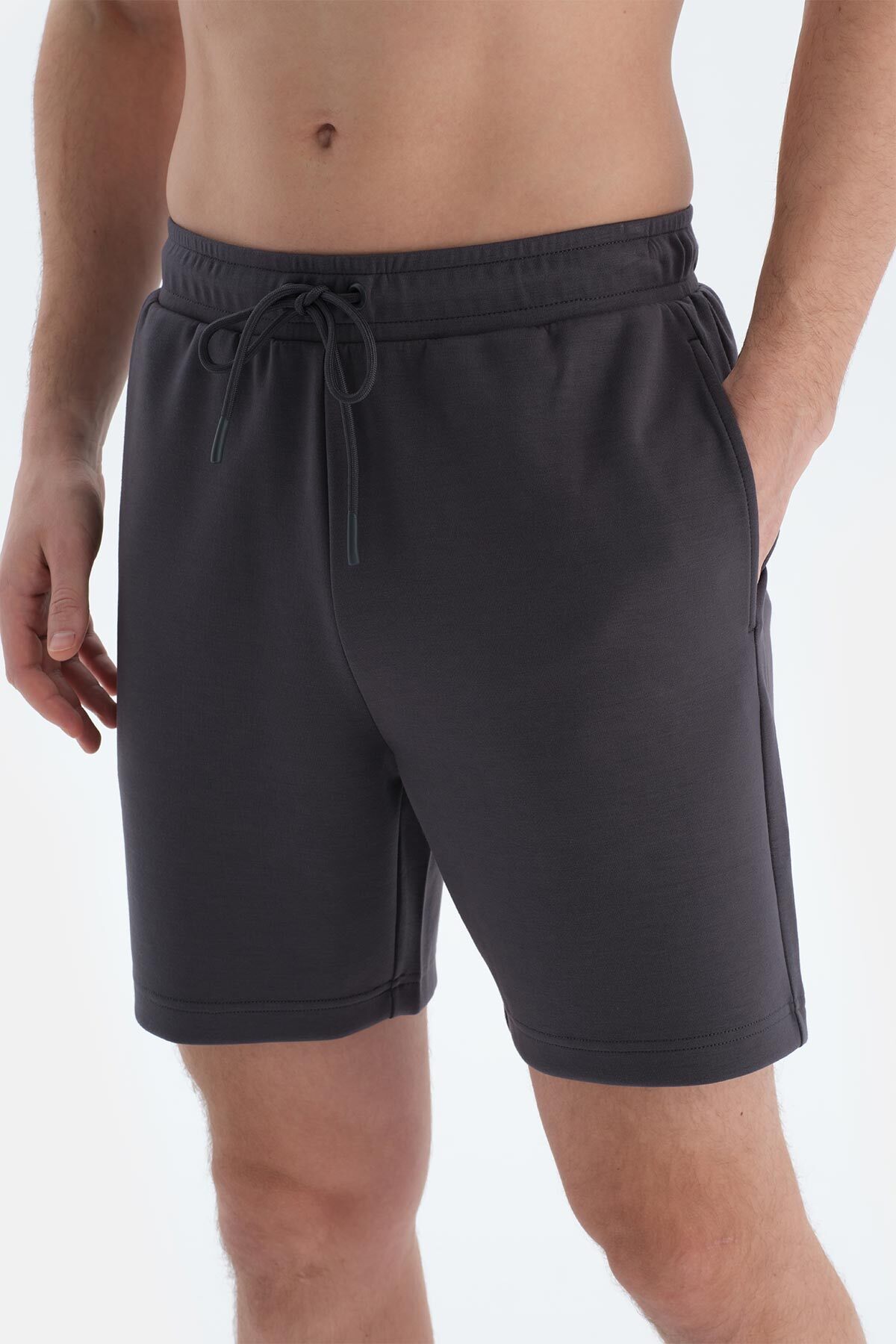 Dagi-Dark Gray Modal Scuba Shorts with Pockets and Lanyard 5