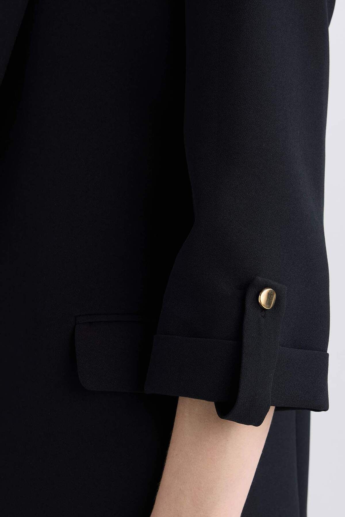 DeFacto-Regular Fit Jacket Collar Basic Plain Blazer Jacket C3215Ax24Au 7