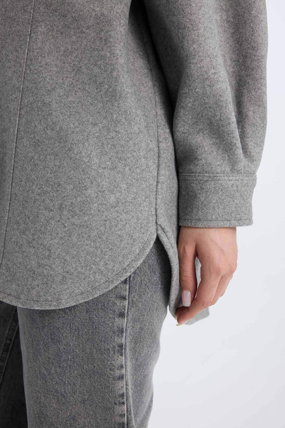 DeFacto-Relax Fit Shirt Collar Pocket Button Shirt Jacket D1302Ax24Wn 6