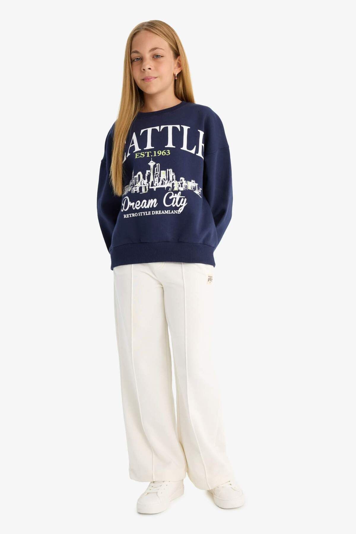DeFacto-Girl's Relax Fit Crew Neck Printed Sweatshirt D4384A824Wn 2