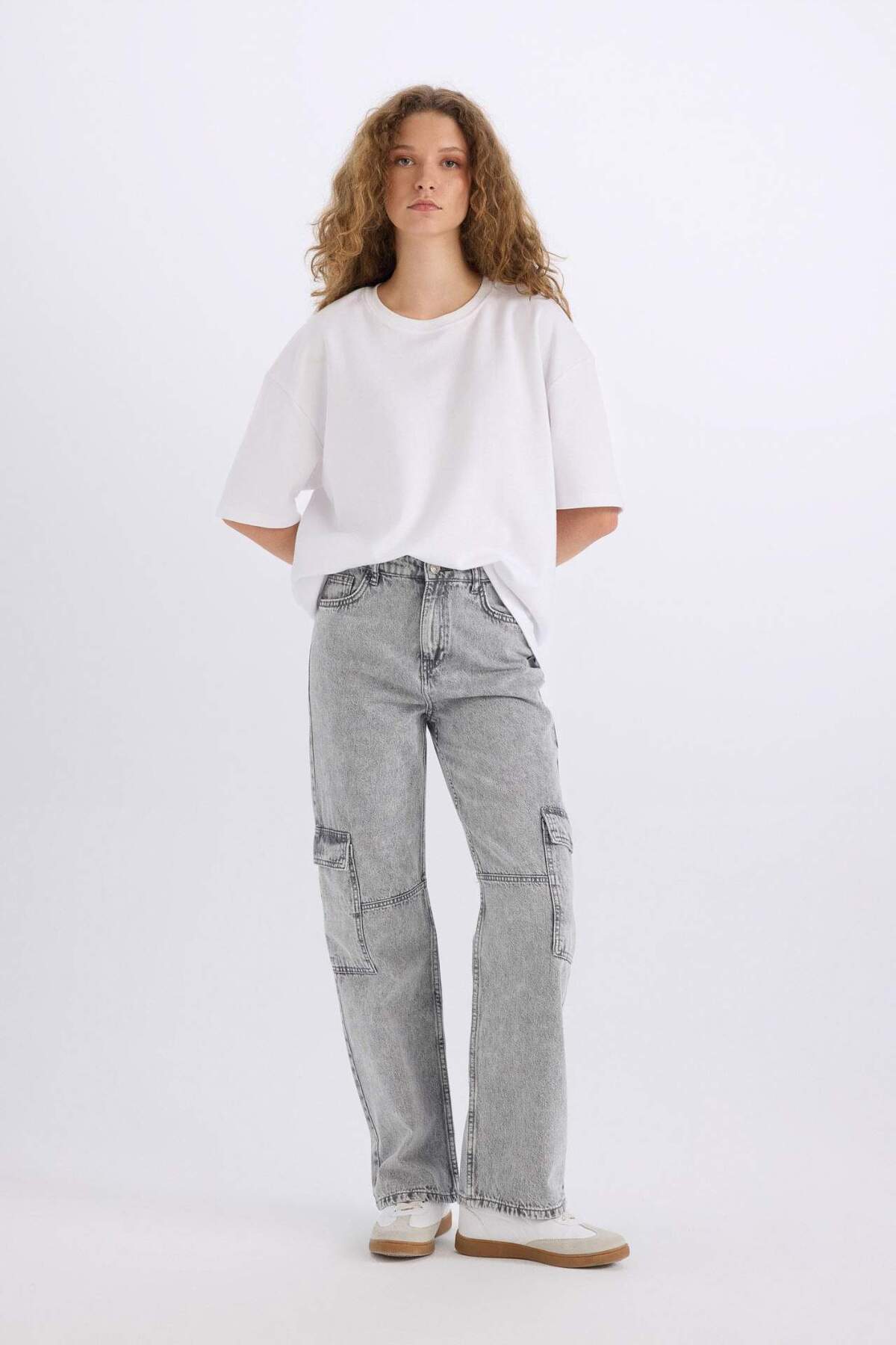 90s Wide Leg Yüksek Bel Düz Paça Uzun Jean Yıkamalı Pantolon C7324ax24wn
