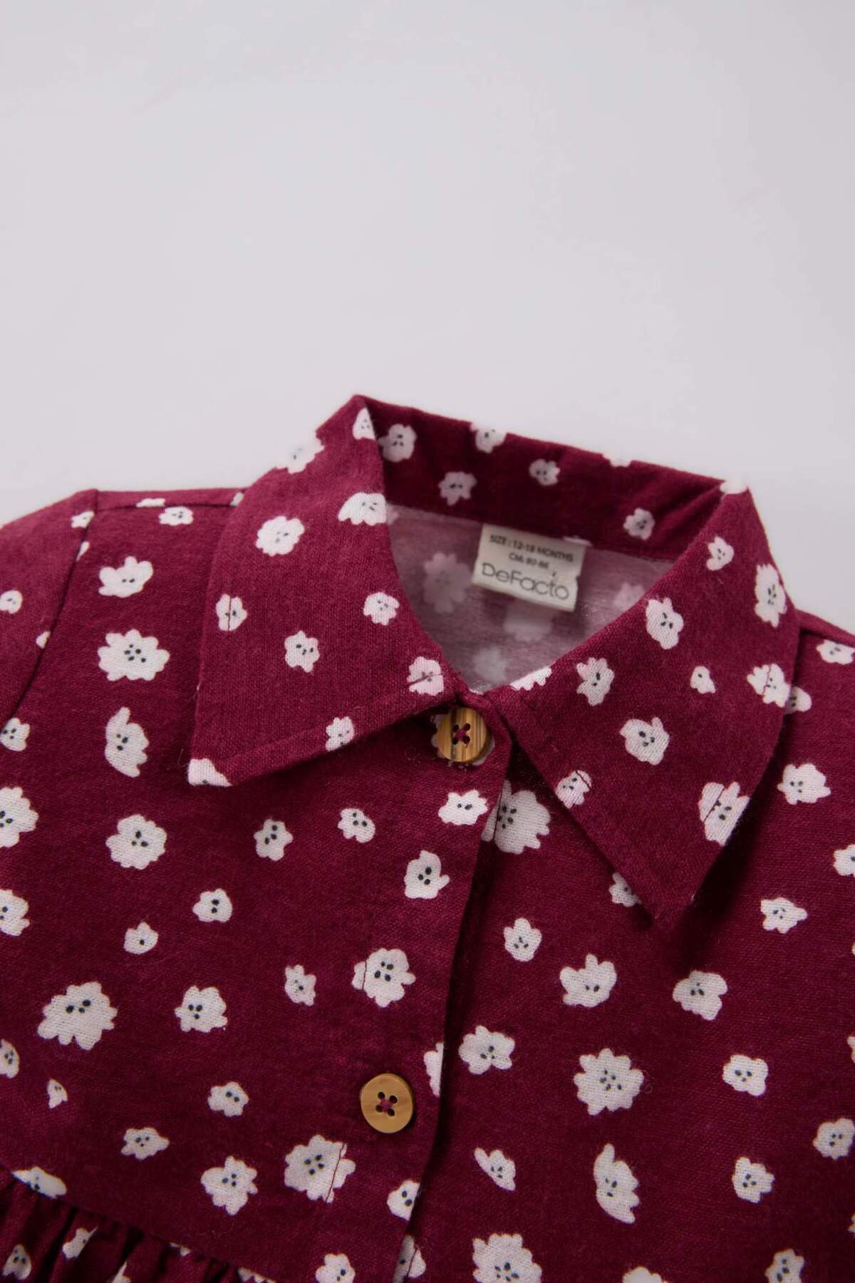 DeFacto-Langärmliges Flanellkleid für Babys mit Blumenmuster D7428A524WN 2