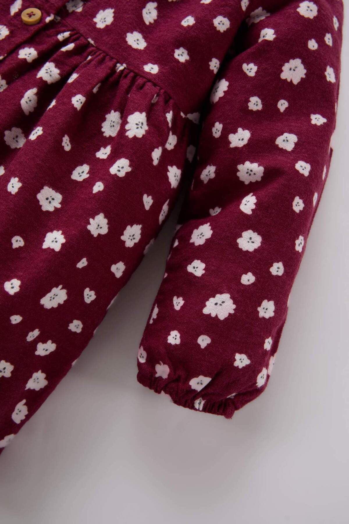 DeFacto-Langärmliges Flanellkleid für Babys mit Blumenmuster D7428A524WN 3