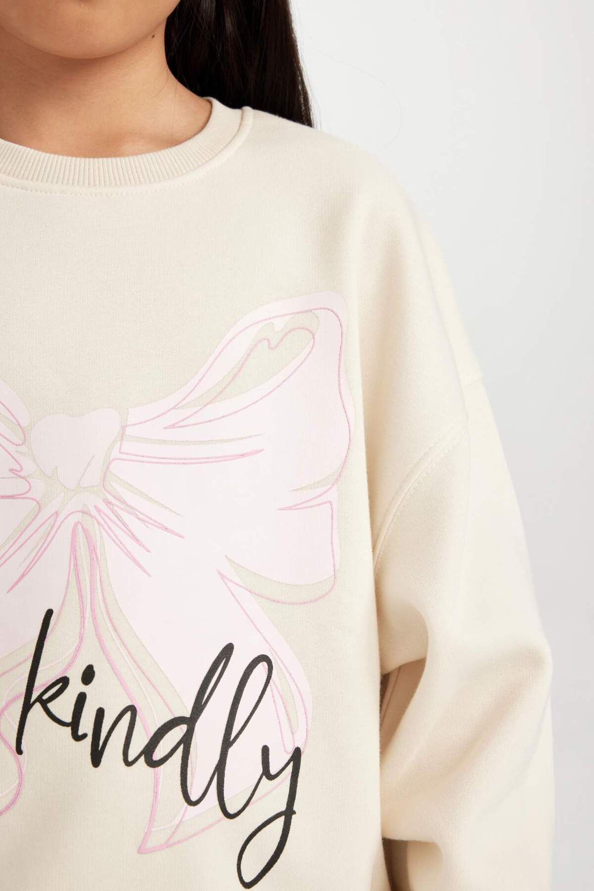 DeFacto-Dívčí mikina Relax Fit Crew Neck s potiskem D4380A824Wn 5