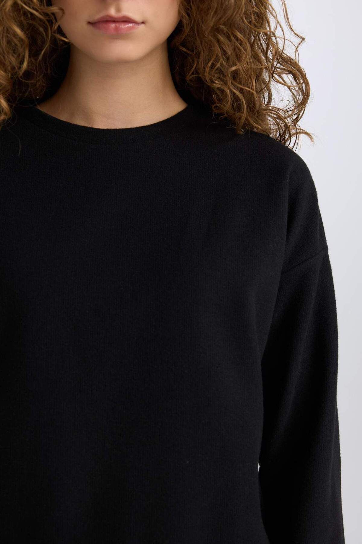 DeFacto-2er-Set Basic Plain Crew Neck Top mit flexibler Taille und langem Unterteil E3841AXNS 5