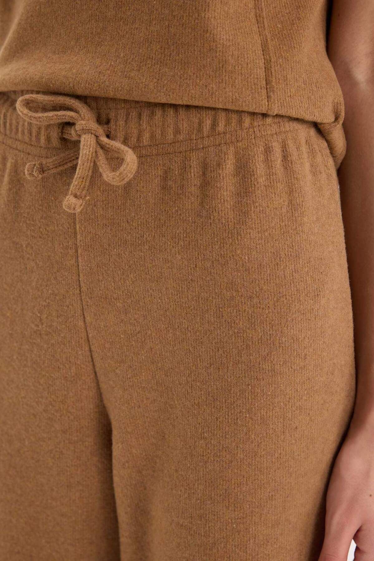 DeFacto-Pantaloni largi, largi, cu șireturi, cu talie elastică D9815AX24WN 5