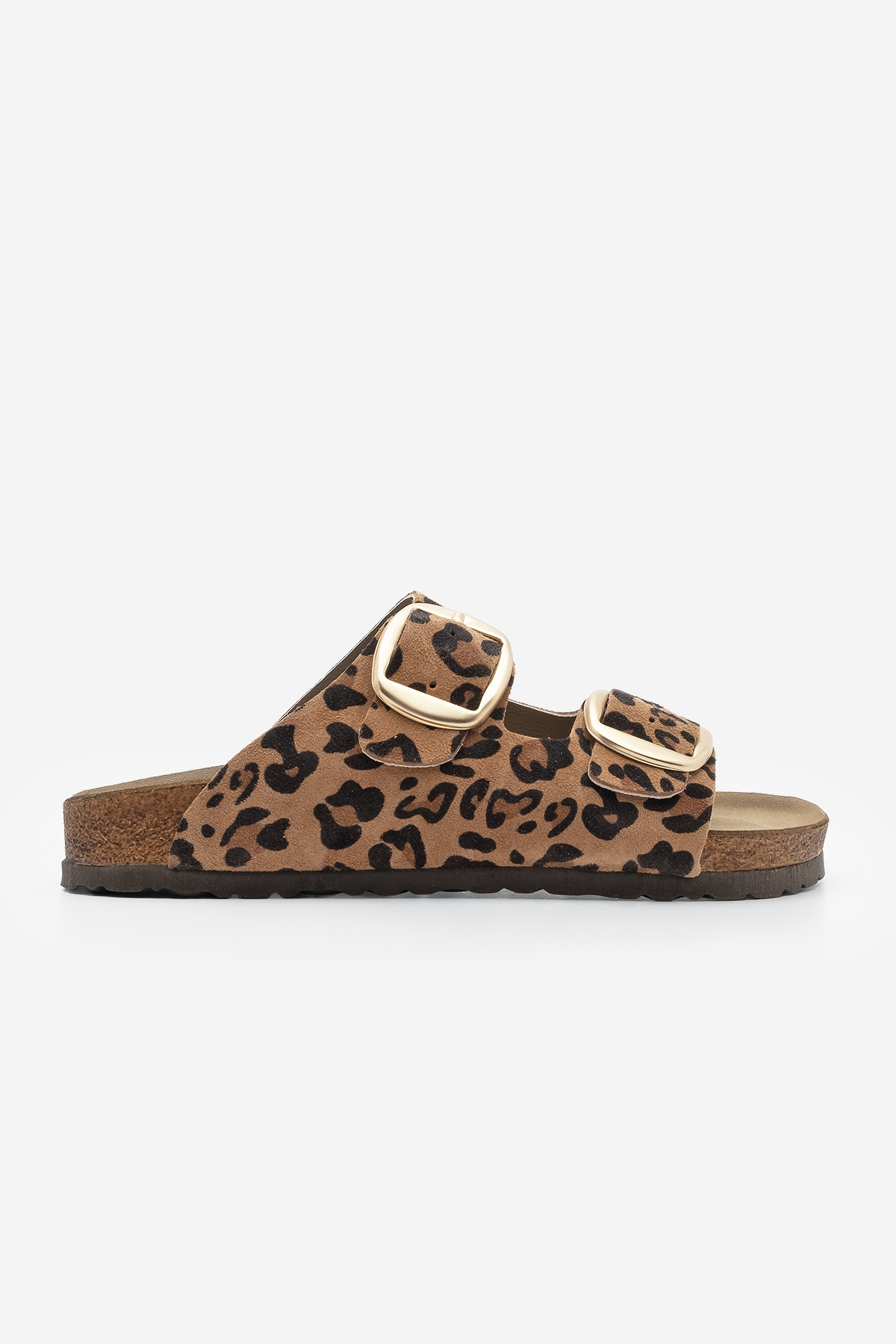 Marjin-Dámske papuče z pravej kože – dvojité pruhy, podrážka Eva, Poly Tan Leopard 3