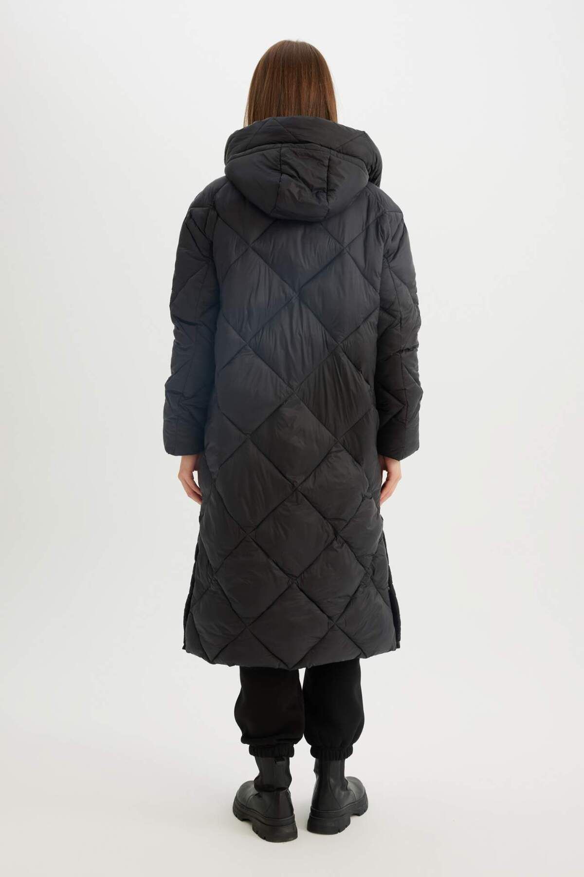 DeFacto-Parka Quilted – wasserabweisender langer Mantel mit Reißverschluss und Taschen A1151AX24WN 6