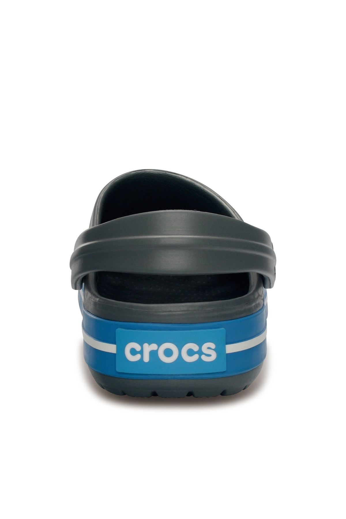 Crocs-Dark Gray Unisex Crocband Edge Blue and White Striped Slippers 3