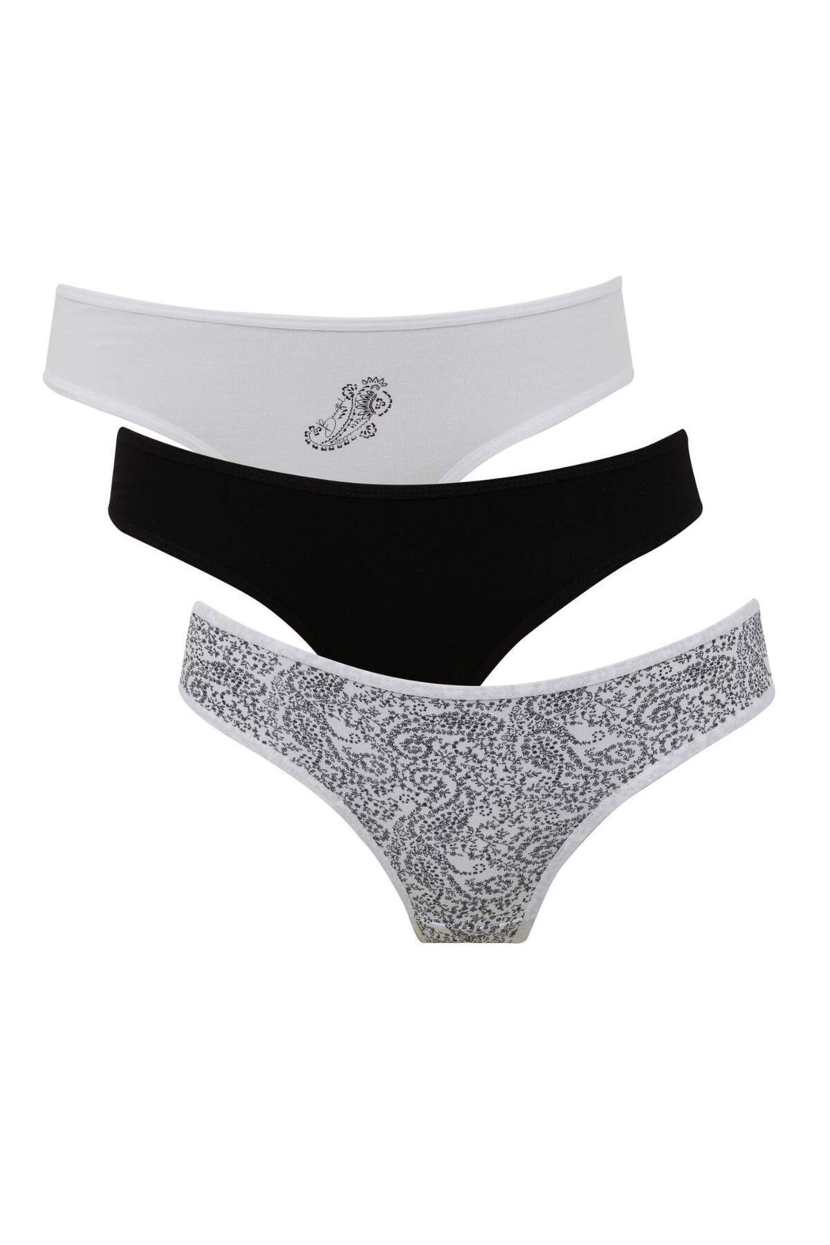 DeFacto-Fall in Love Chiloți cu model în pachet de 3 E2479AX24WN 1