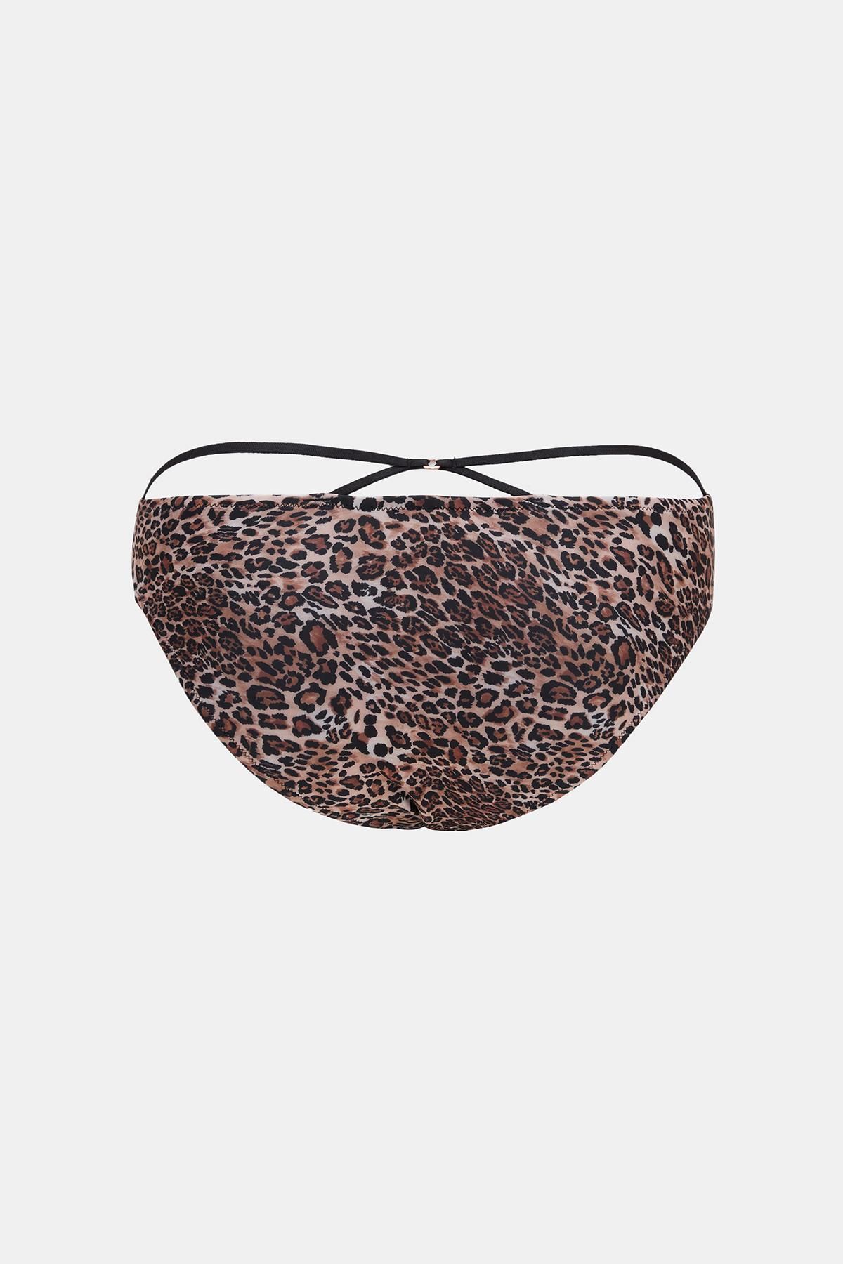 Amarelle-Capetown Leopard Patterned Gathered Bikini Bottom 8