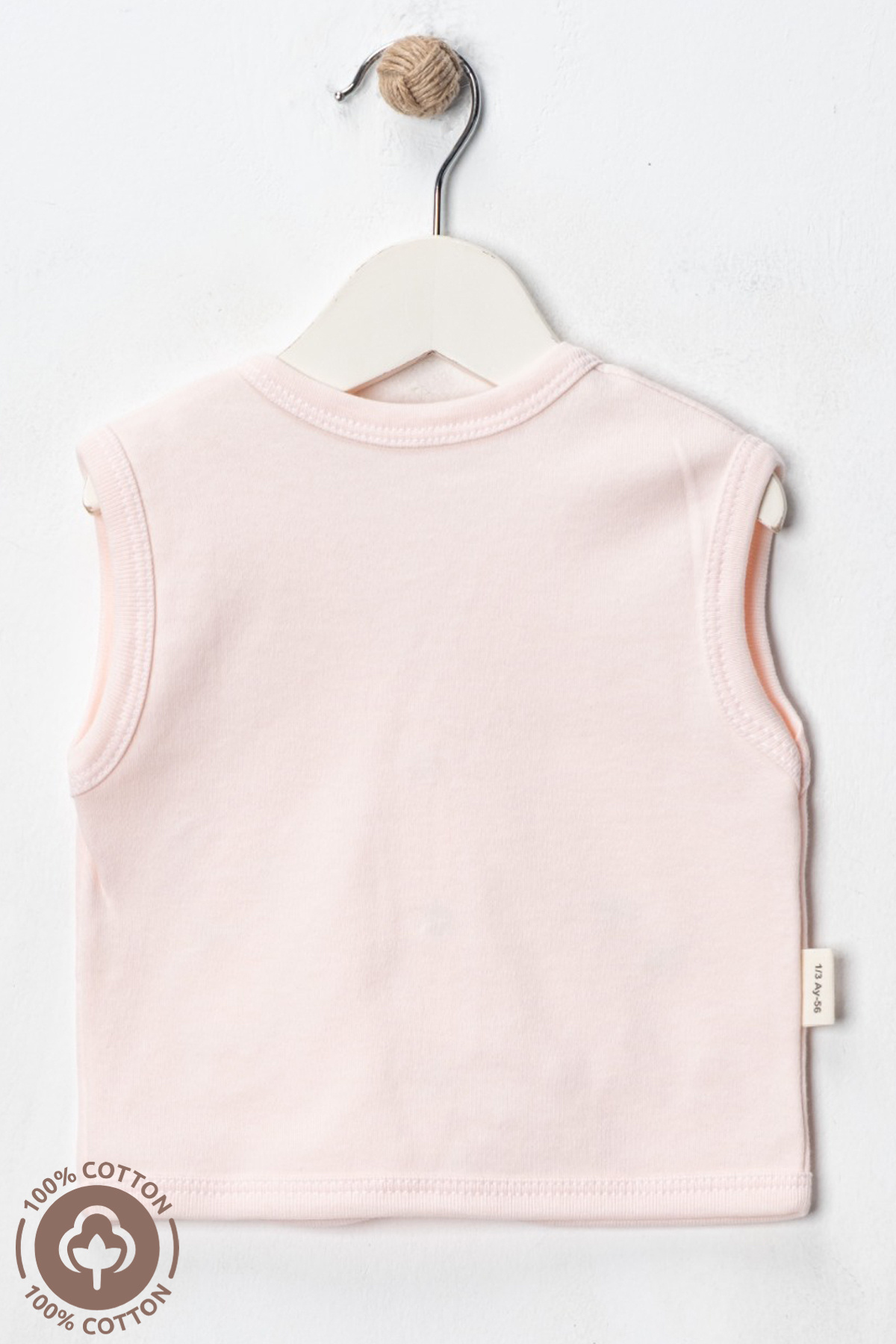 Miniel Kız Bebek Ayıcık Nakışlı Organik Pamuklu 3-6-9 Ay 2li Penye Bebek Yelek - Somon fotoğrafı 4 (önizleme)