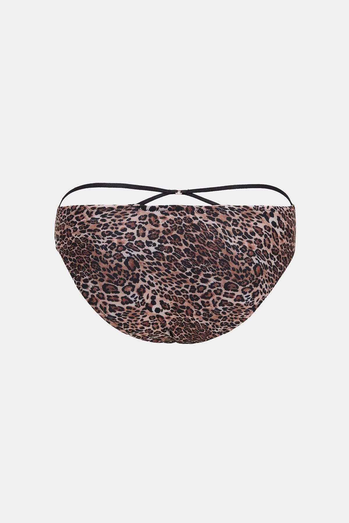 Amarelle-Capetown Leopard Pattern Gathered Bikini Bottom 3
