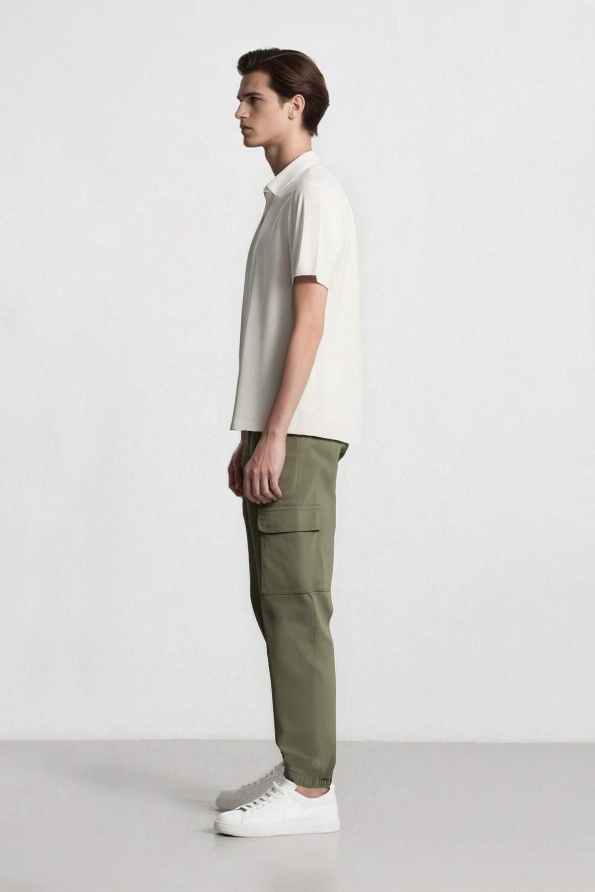 DeFacto-Παντελόνι Jogger Gabardine - Ελαστική μέση, τσέπη Cargo και ελαστικό πόδι E1037ax24wn 6