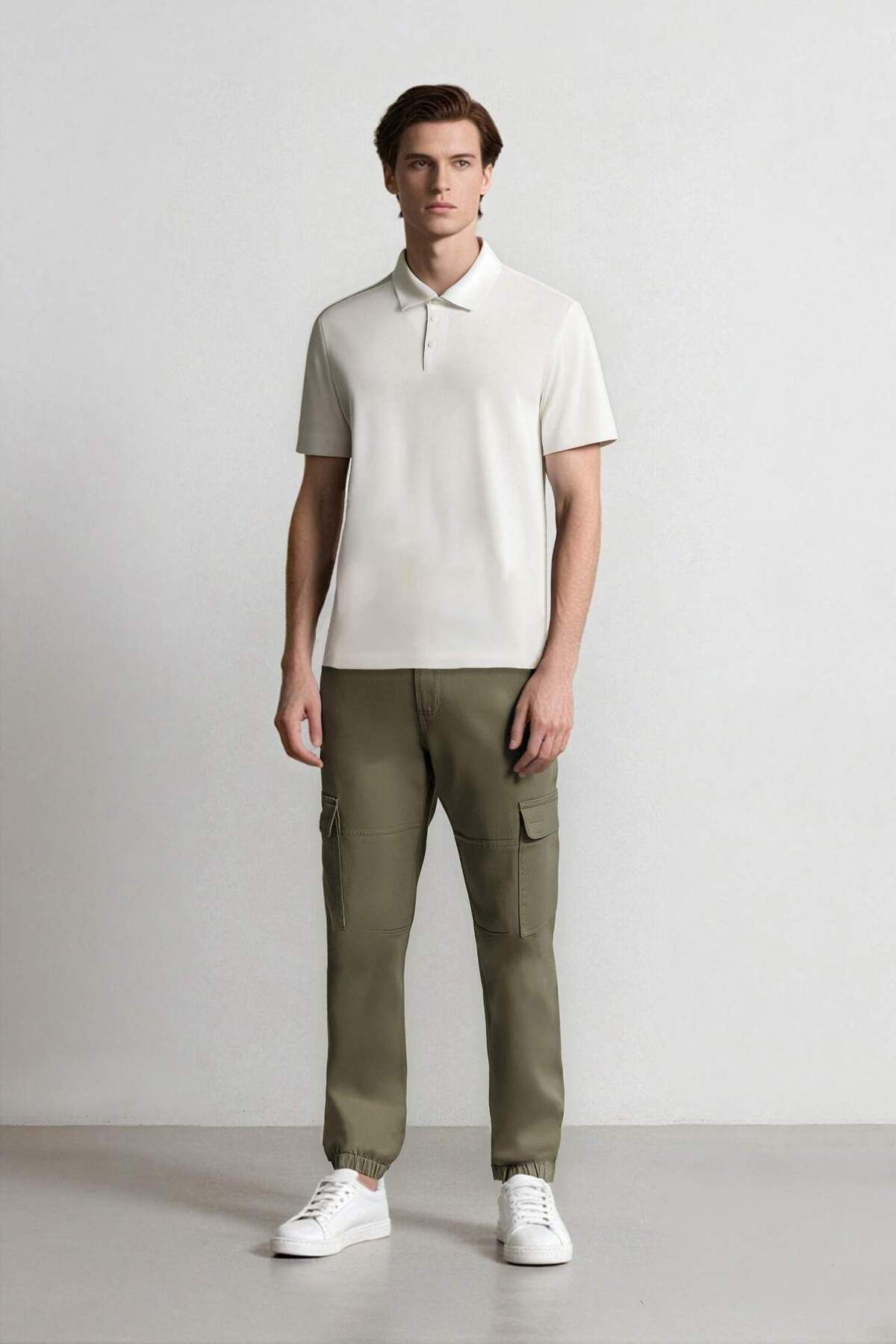 DeFacto-Παντελόνι Jogger Gabardine - Ελαστική μέση, τσέπη Cargo και ελαστικό πόδι E1037ax24wn 2