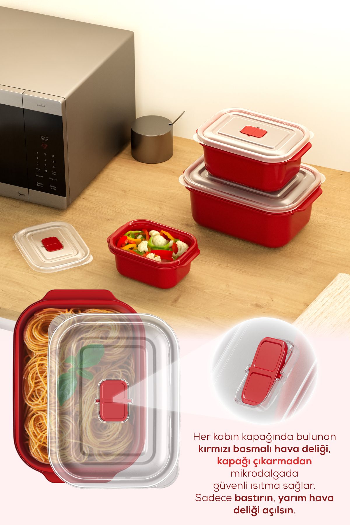 Vienev-Set of 3 Rectangular Storage Containers with Lids Suitable for Microwave - 500/1000/2000 ml 2