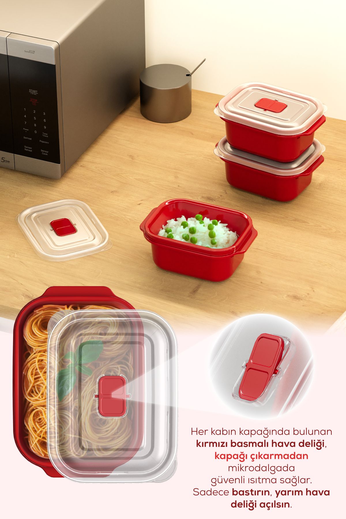 Vienev-Set of 3 Rectangular Storage Containers with Lid Suitable for Microwave - 500 ml 2