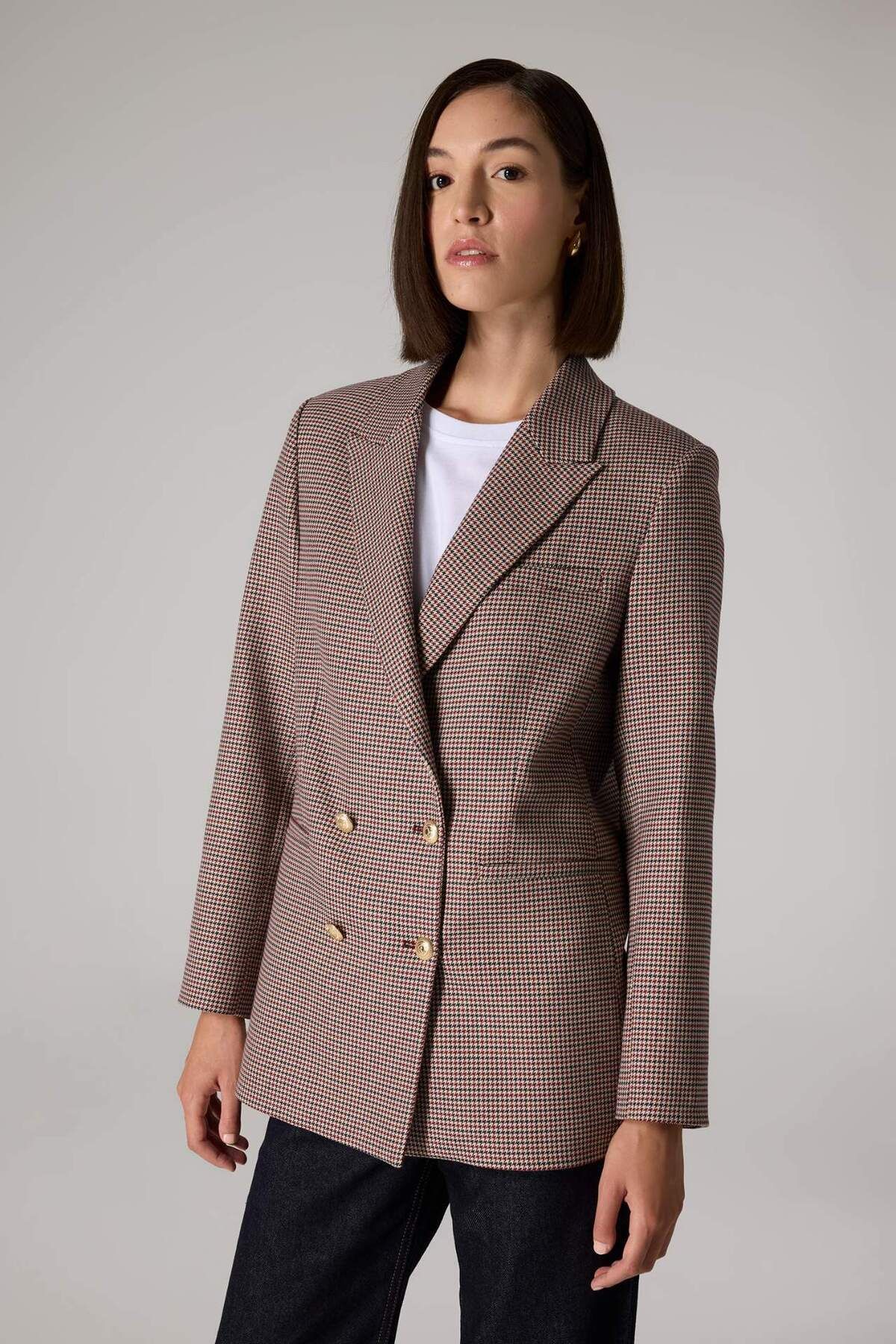 DeFacto-Sorbe X Regular Fit Jacket Collar Pattern Button Blazer Jacket D9883Ax24Au 4