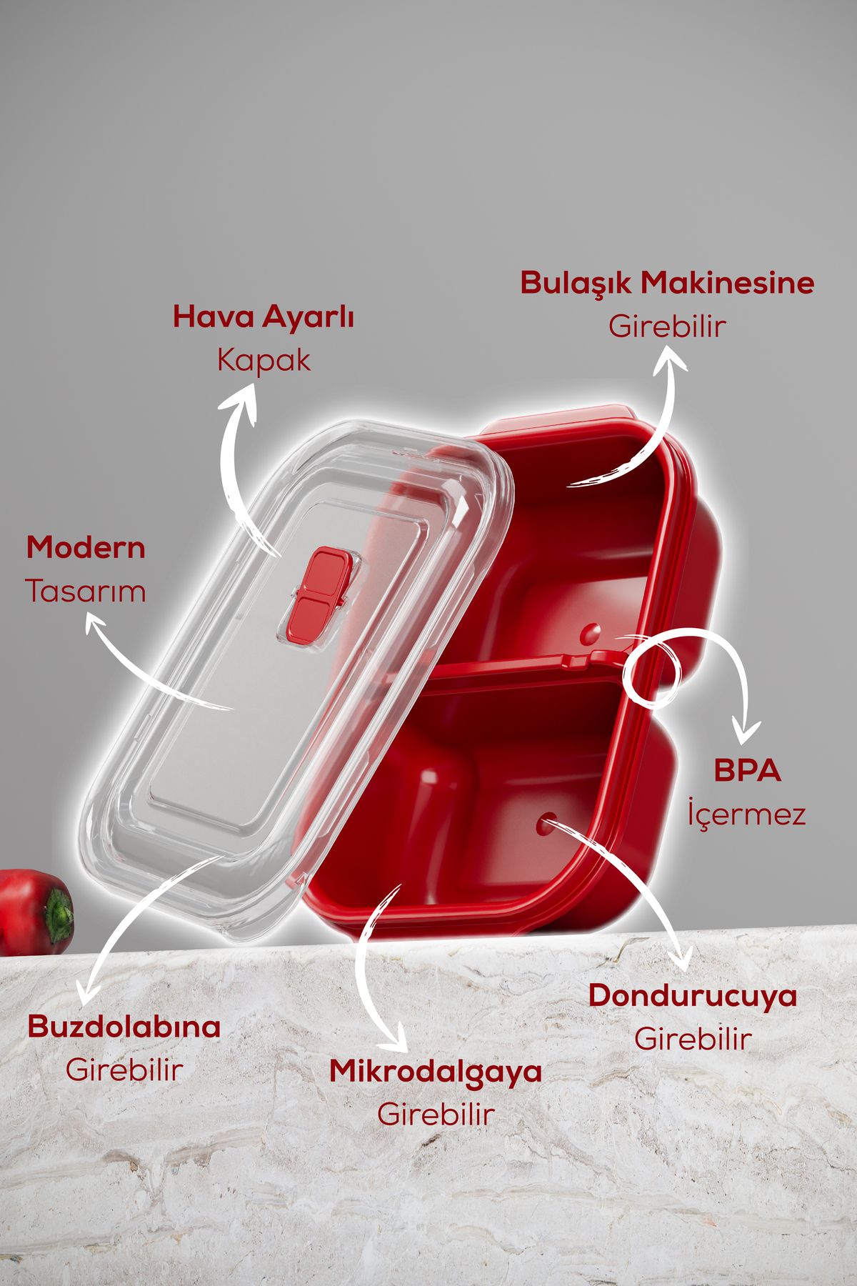 Vienev-Set of 3 Rectangular Storage Containers with Lids Suitable for Microwave - 1000 ml 4