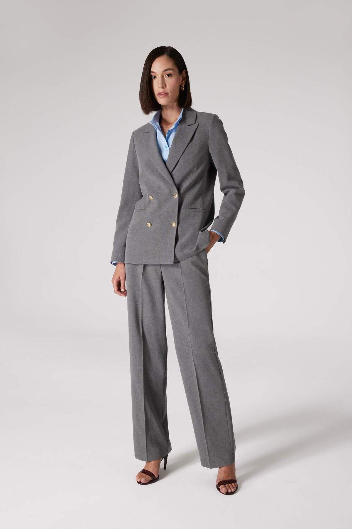 DeFacto-Sorbe X Double Breasted Collar Basic Straight Button Blazer Jacket D9922Ax24Au 3