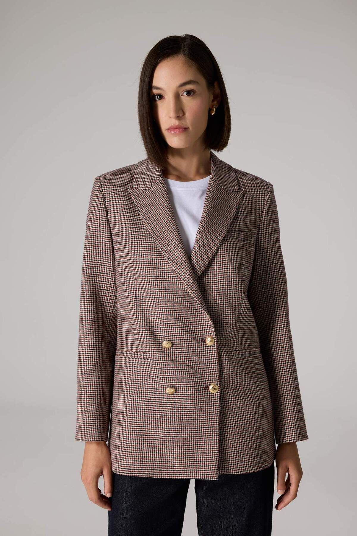 DeFacto-Sorbe X Regular Fit Jacket Collar Pattern Button Blazer Jacket D9883Ax24Au 2