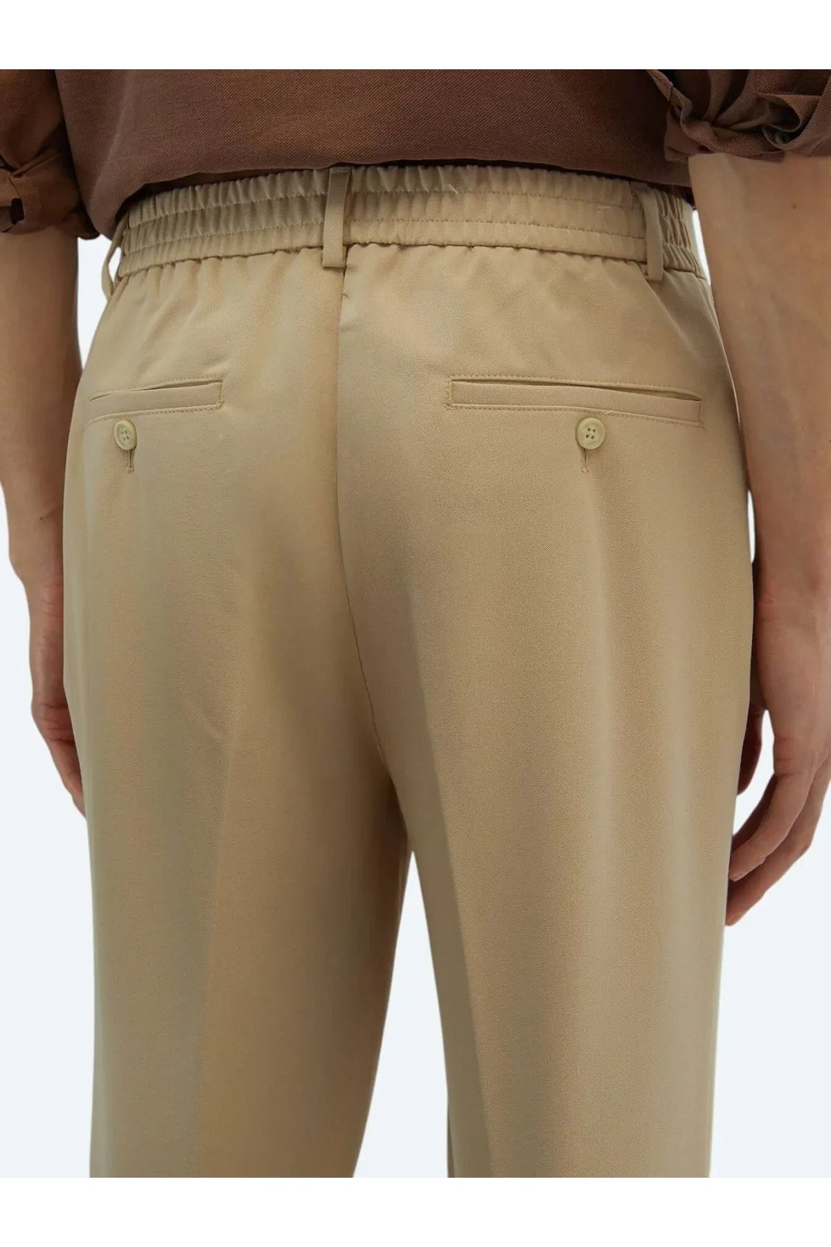 Kip-Beige Woven Jogging Fit Casual Trousers 4