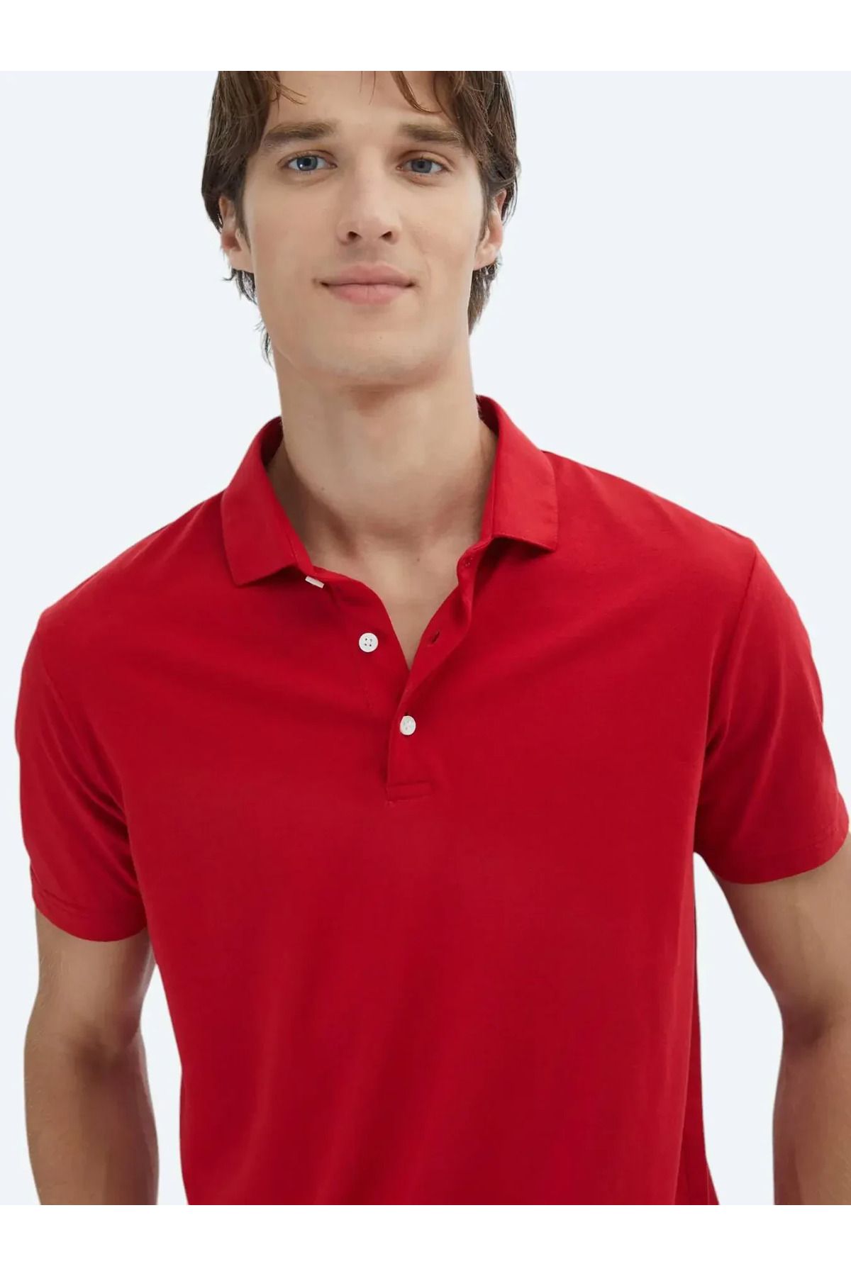 Kip-Red Plain Polo Neck 100% Cotton T-Shirt 3
