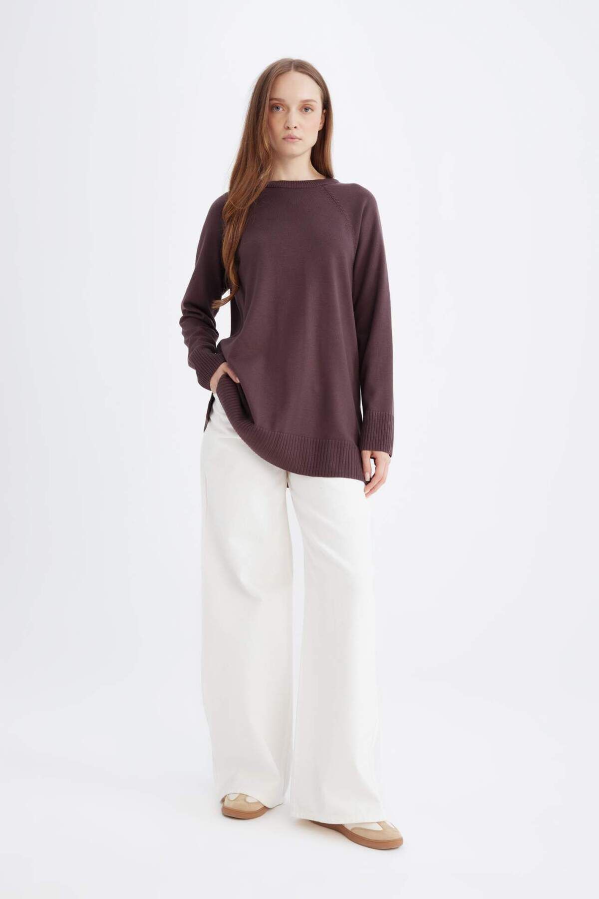 DeFacto-Crew Neck Regular Fit Knitwear Sweater Tunic - C4474Ax24Au 2