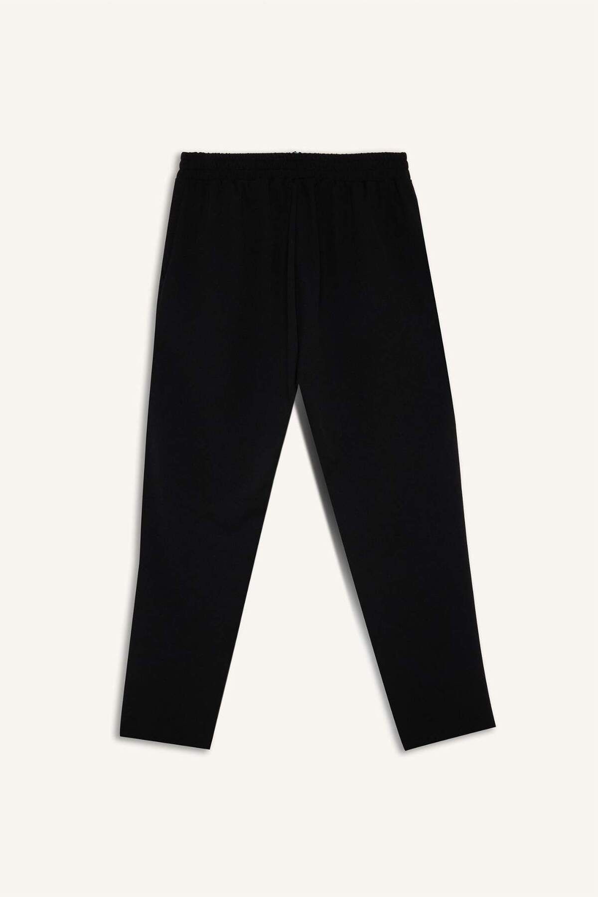 DeFacto-Pantaloni creponați Carrot Fit Basic, drepte, talie elastică, picioare înguste, cu buzunare D5950AX24WN 8