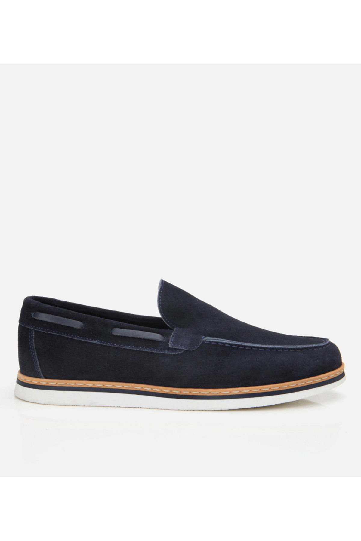 Hotiç-Men's Suede Leather Navy Blue Comfortable Loafer 1